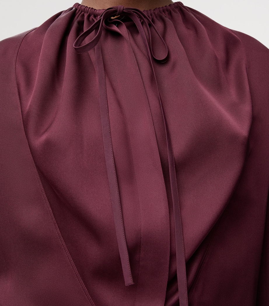 Silk-Blend Satin Blouse BURGUNDY Image 5