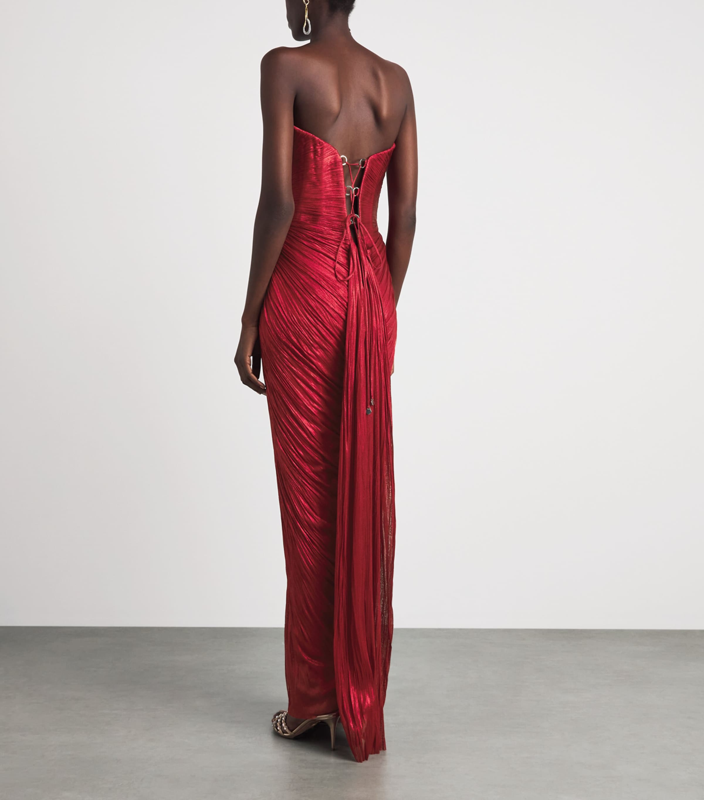 Maria Lucia Hohan Womens Silk Strapless Naima Gown Salsa Image 4
