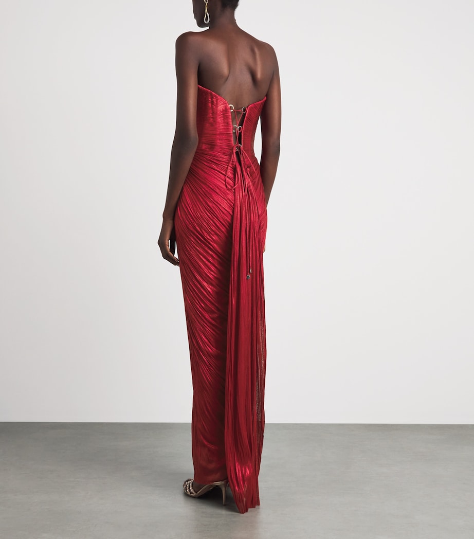 Maria Lucia Hohan Womens Silk Strapless Naima Gown Salsa Image 4