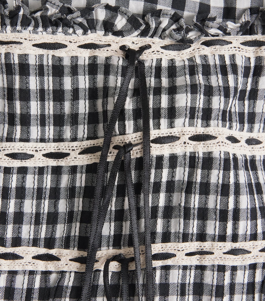 Rixo Womens Cotton Check Chandra Midi Dress Beth Check Black Image 6