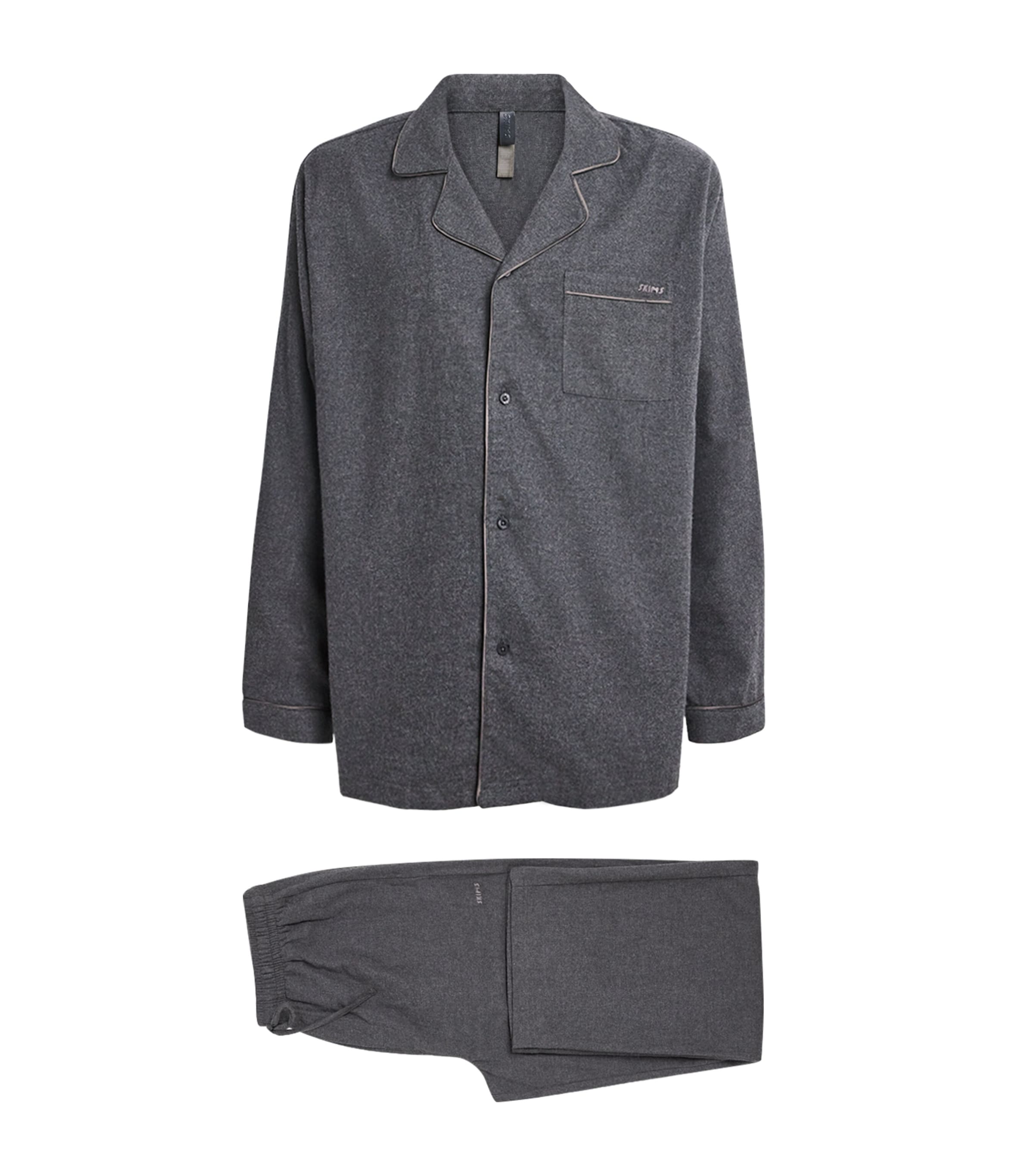 Skims Cotton Long-sleeve Pyjama Set In Gray