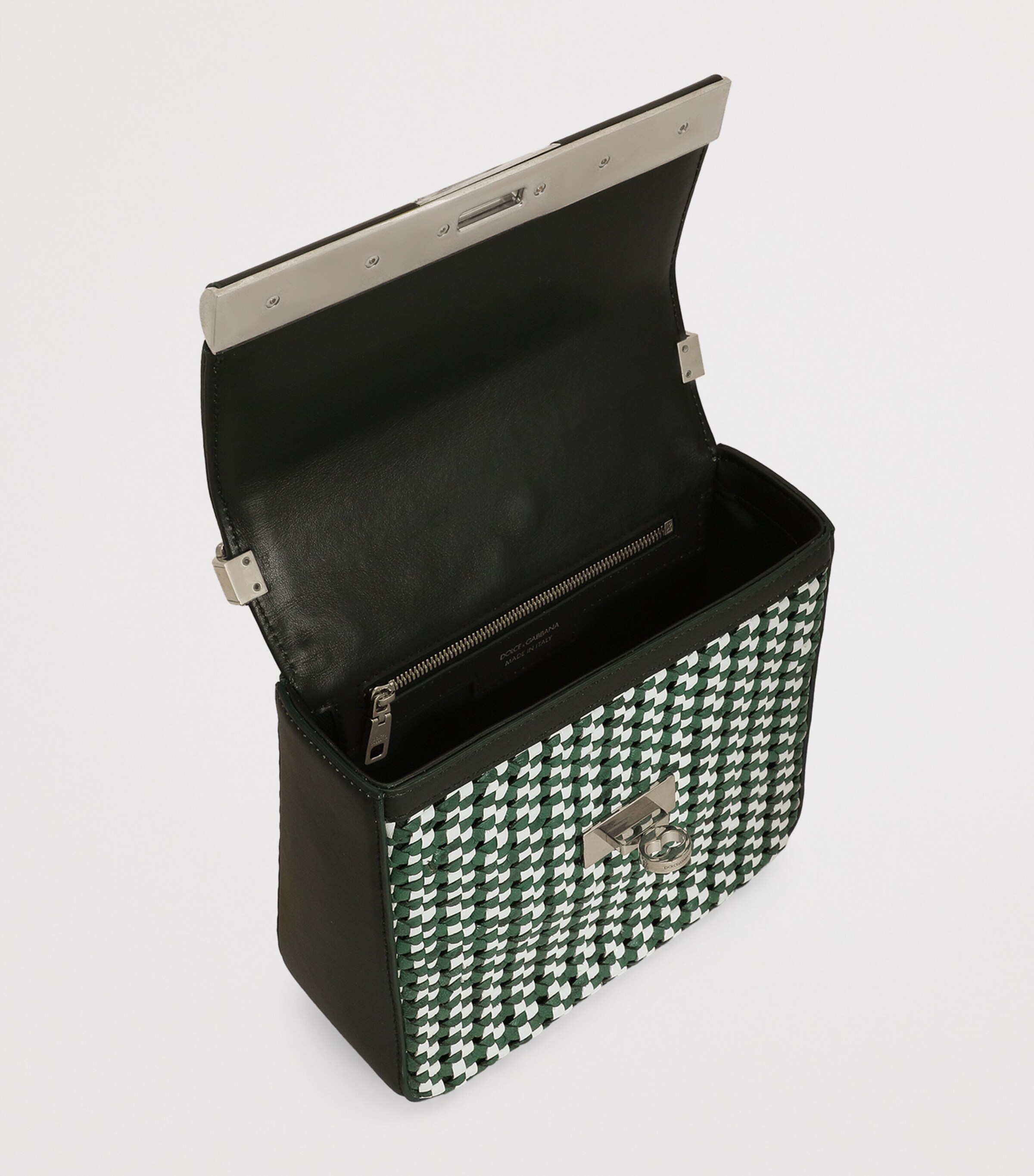 Dolce&Gabbana Calfskin Woven Marlene Shoulder Bag Bianco/verdone Image 4