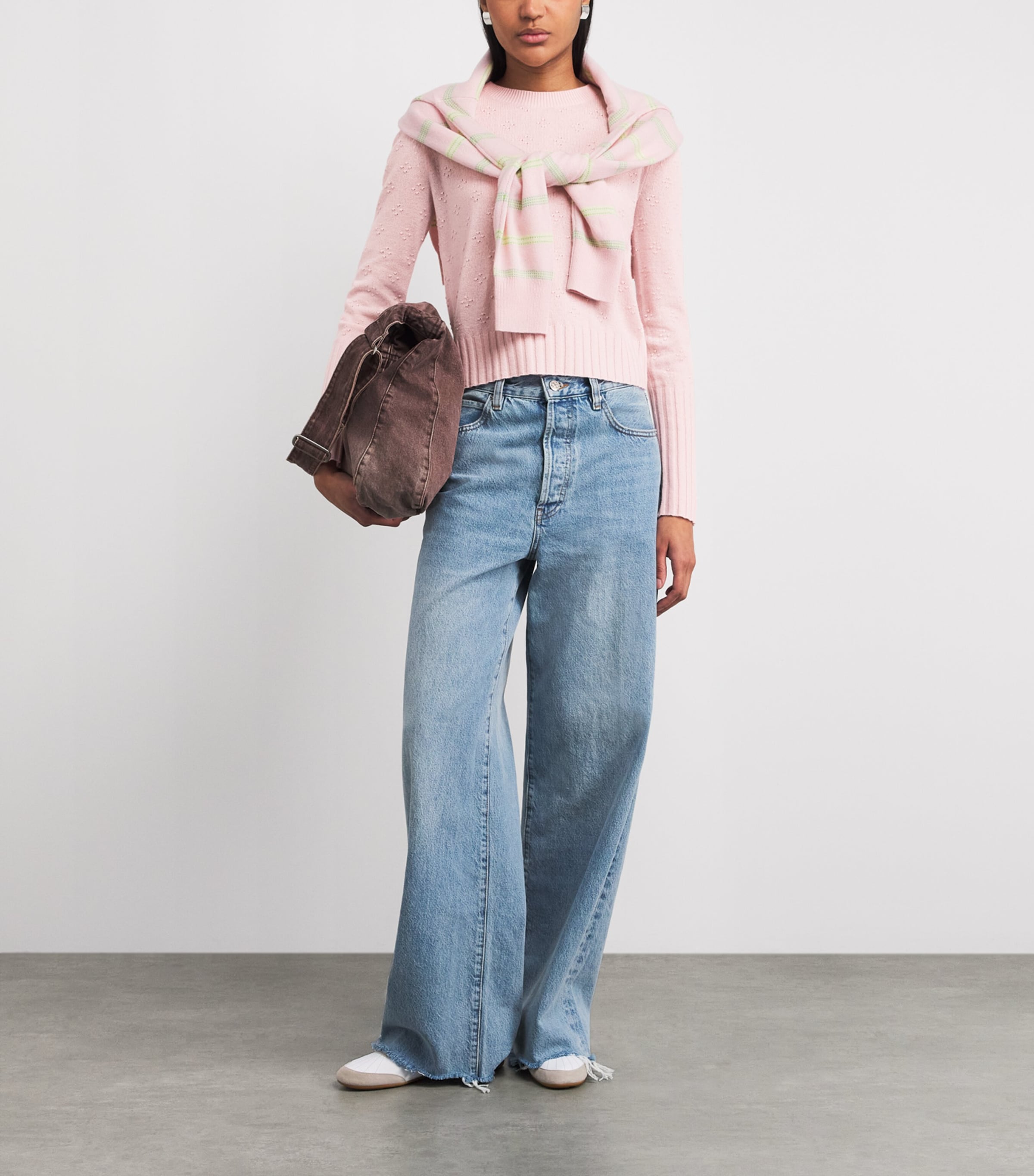 Guest In Residence Womens Cashmere Compass Shrunken Sweater Pwpnk Powder Pink Image 2