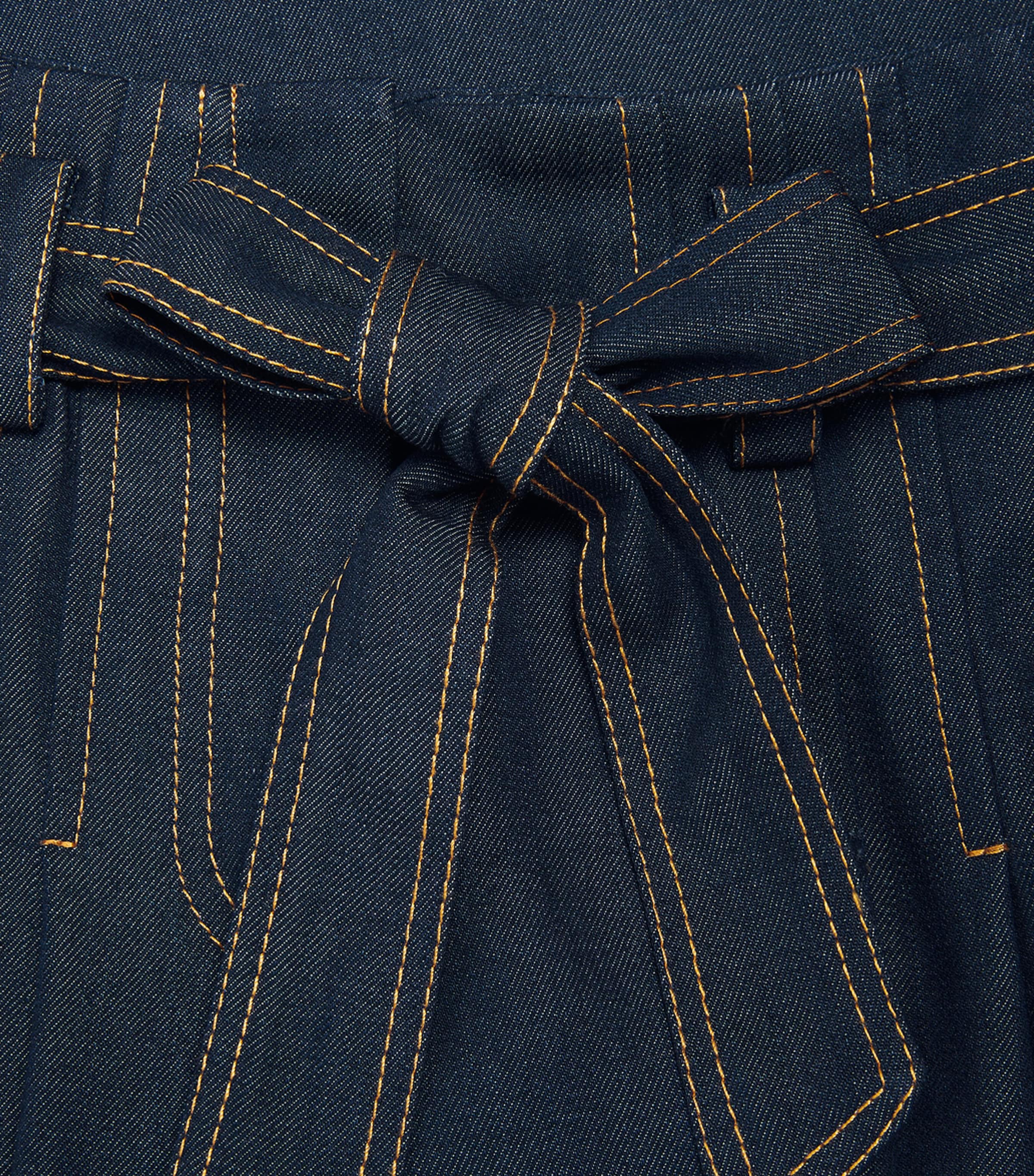 Monnalisa Denim Bow-Belt Trousers (2-10 Years) Dark Stone Denim Image 4