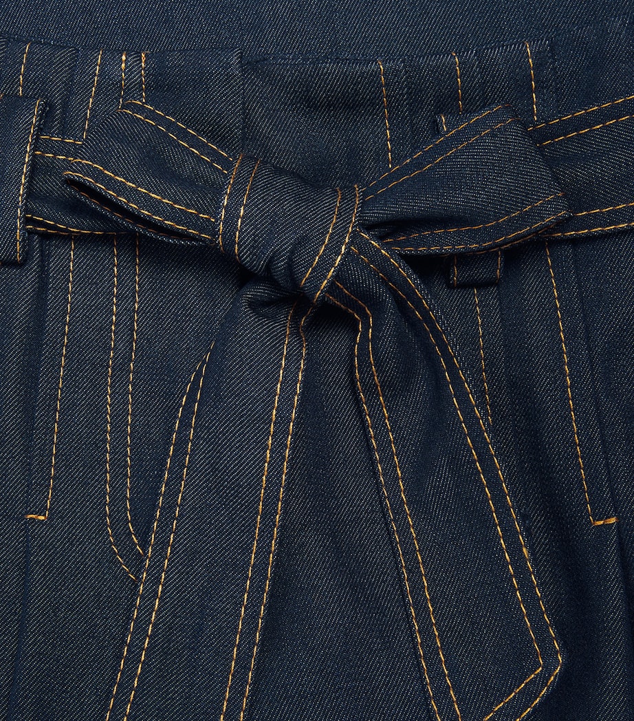 Monnalisa Denim Bow-Belt Trousers (2-10 Years) Dark Stone Denim Image 4