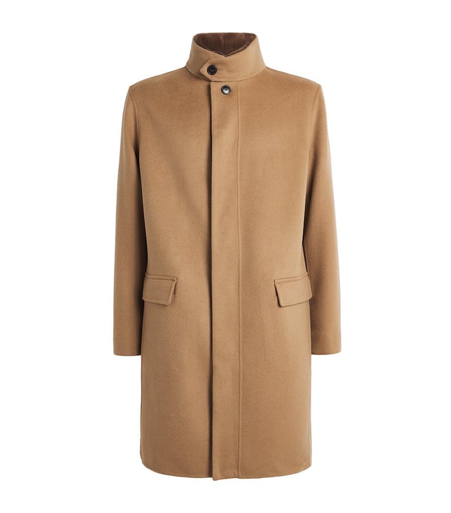 Wool-Cashmere Mink-Collar Overcoat A2150 TOAST Image 1