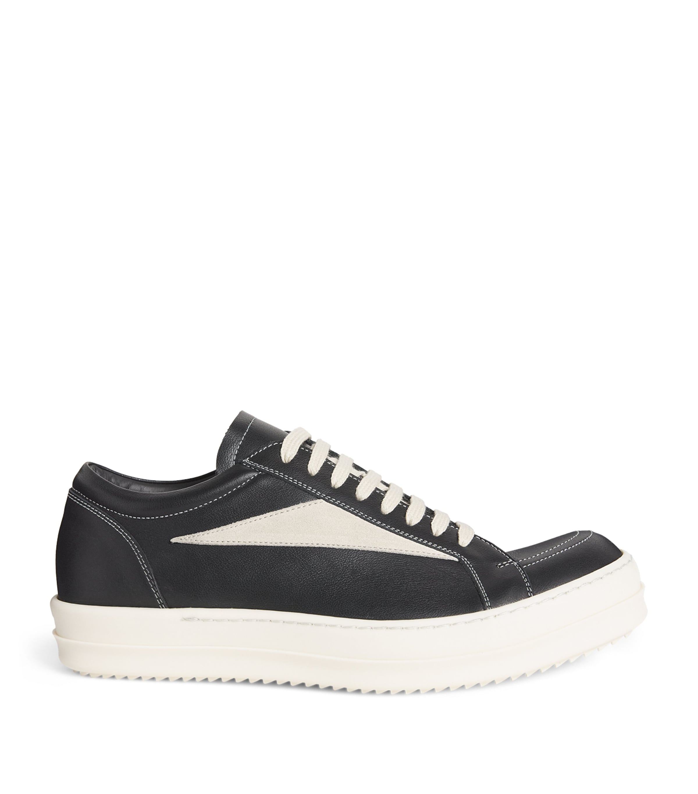 Rick Owens Vintage Suede-trimmed Leather Sneakers In Black
