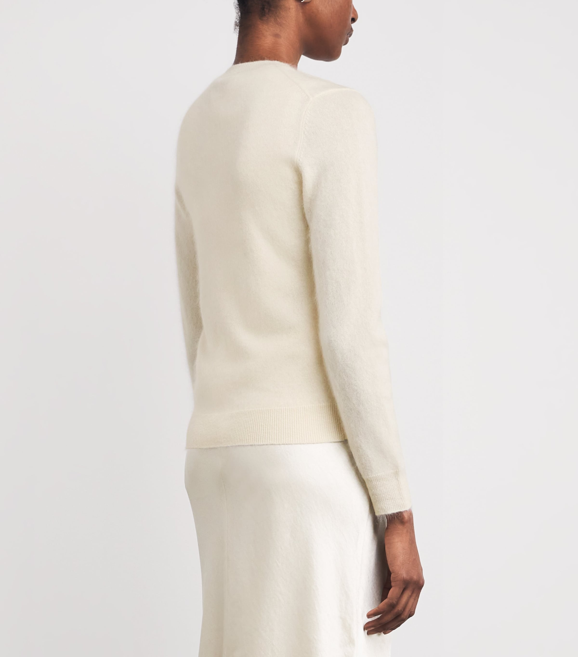 Brushed Cashmere Cardigan C05-IVORY Image 4