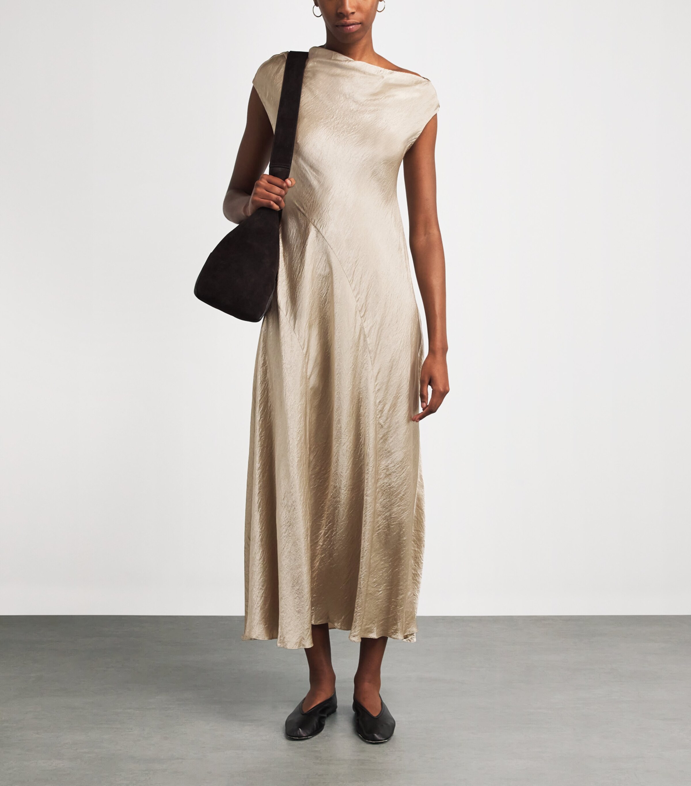 Lauren Manoogian Womens Satin Luster Maxi Dress Champagne Image 2