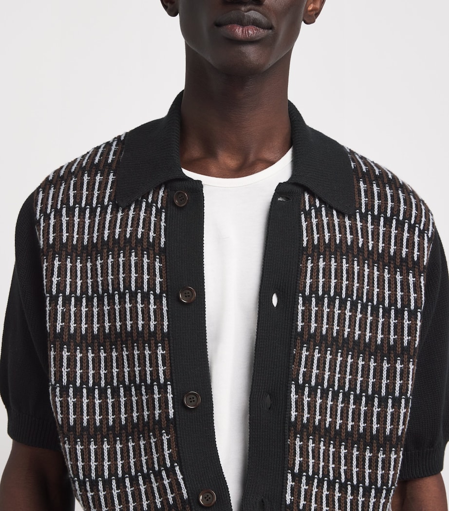 Oliver Spencer Mens Organic Cotton Crosshatch Polo Shirt Image 3