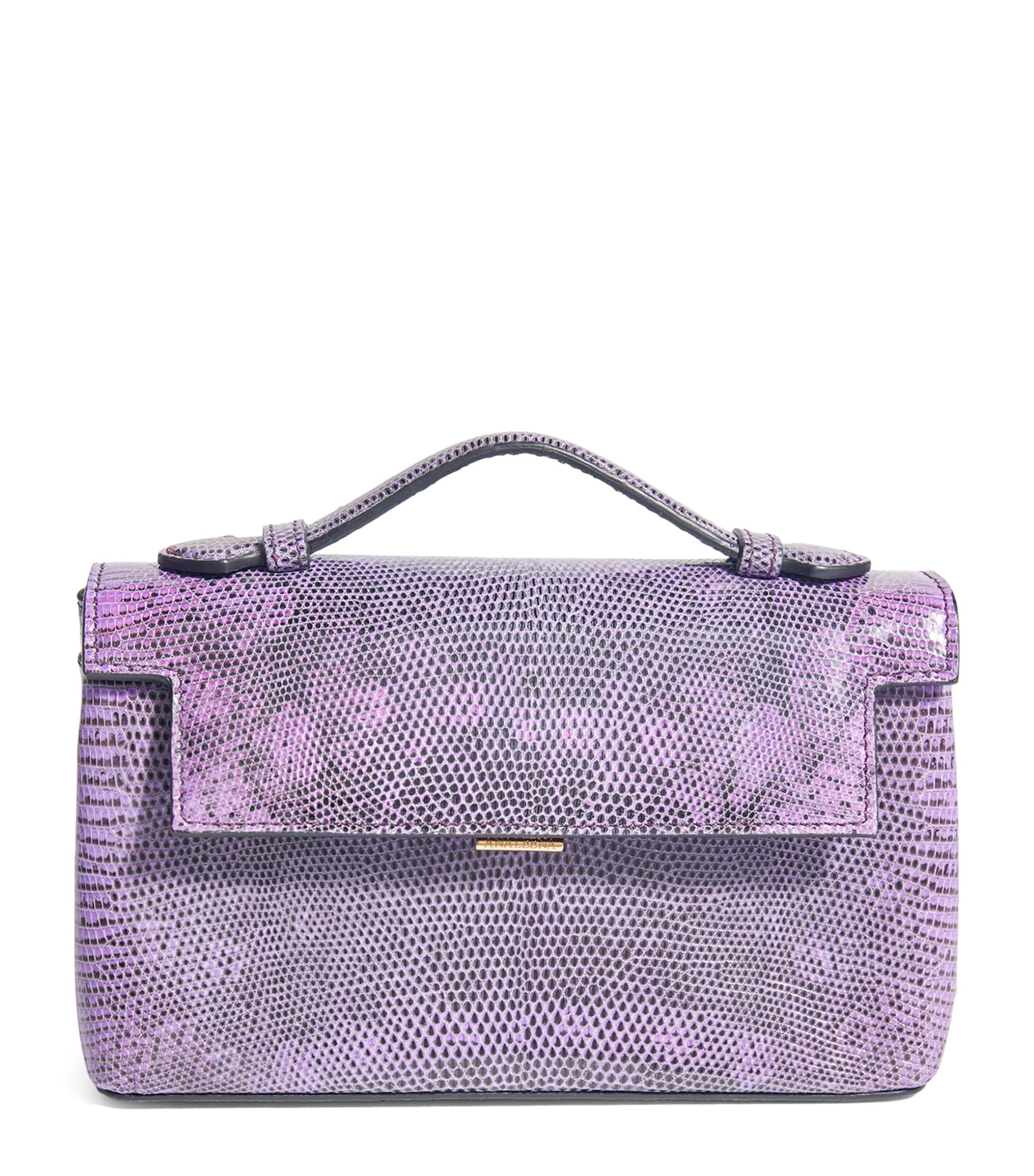 Analeena Lizard Skin Top-handle Bag In Purple