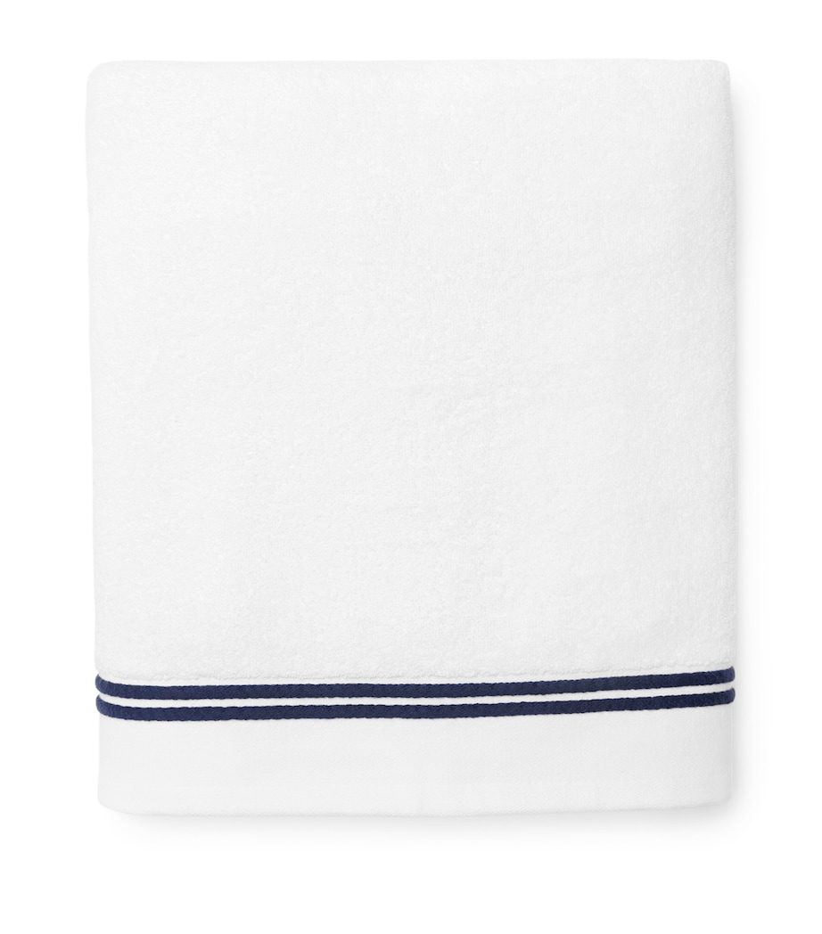 Cotton Aura Nuova Bath Sheet (40cm x 70cm) WHITE/NAVY Image 1