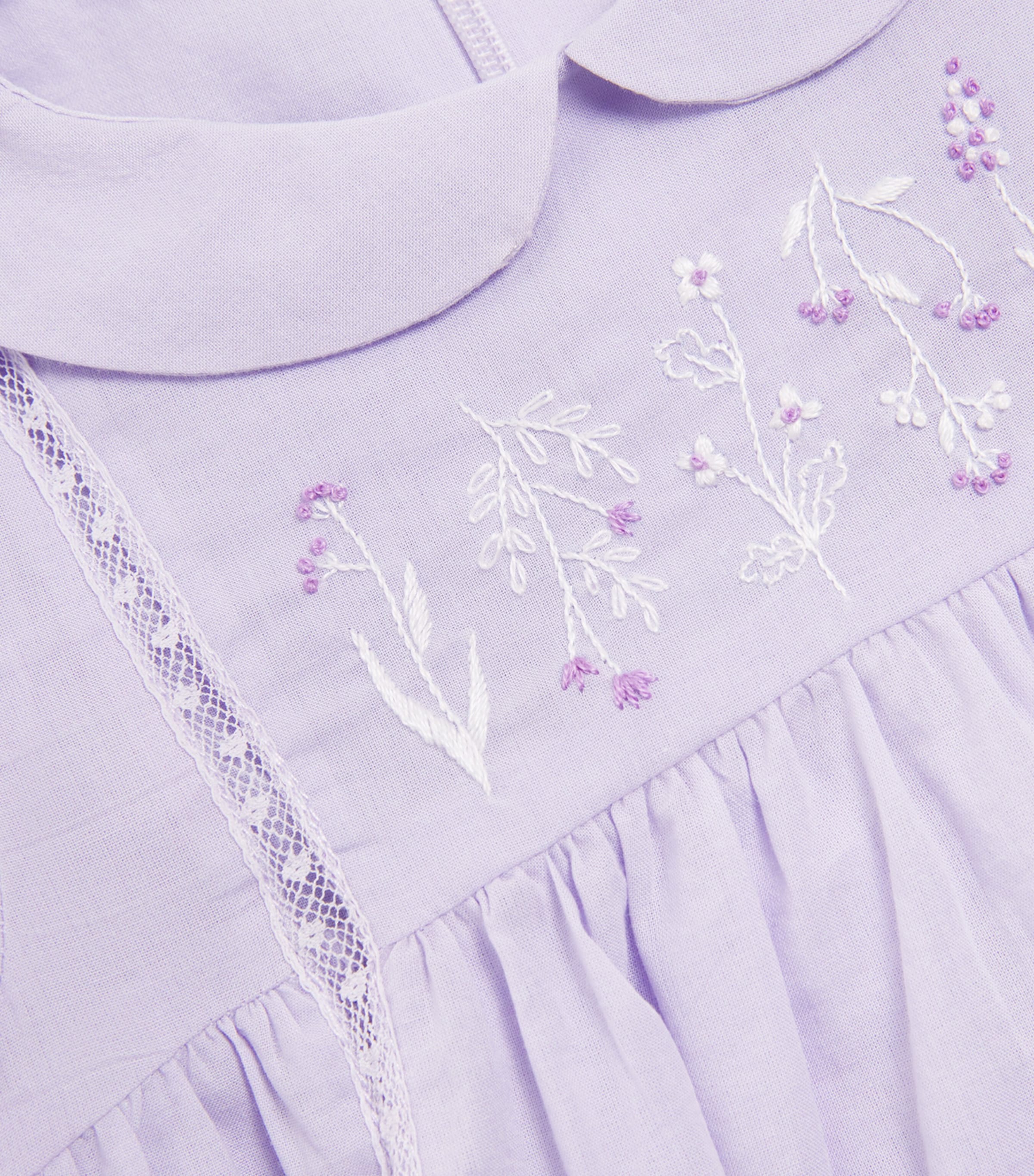 Tartine et Chocolat Cotton Embroidered Dress and Bloomers Set (3 Months-4 Years) Lilas Image 4