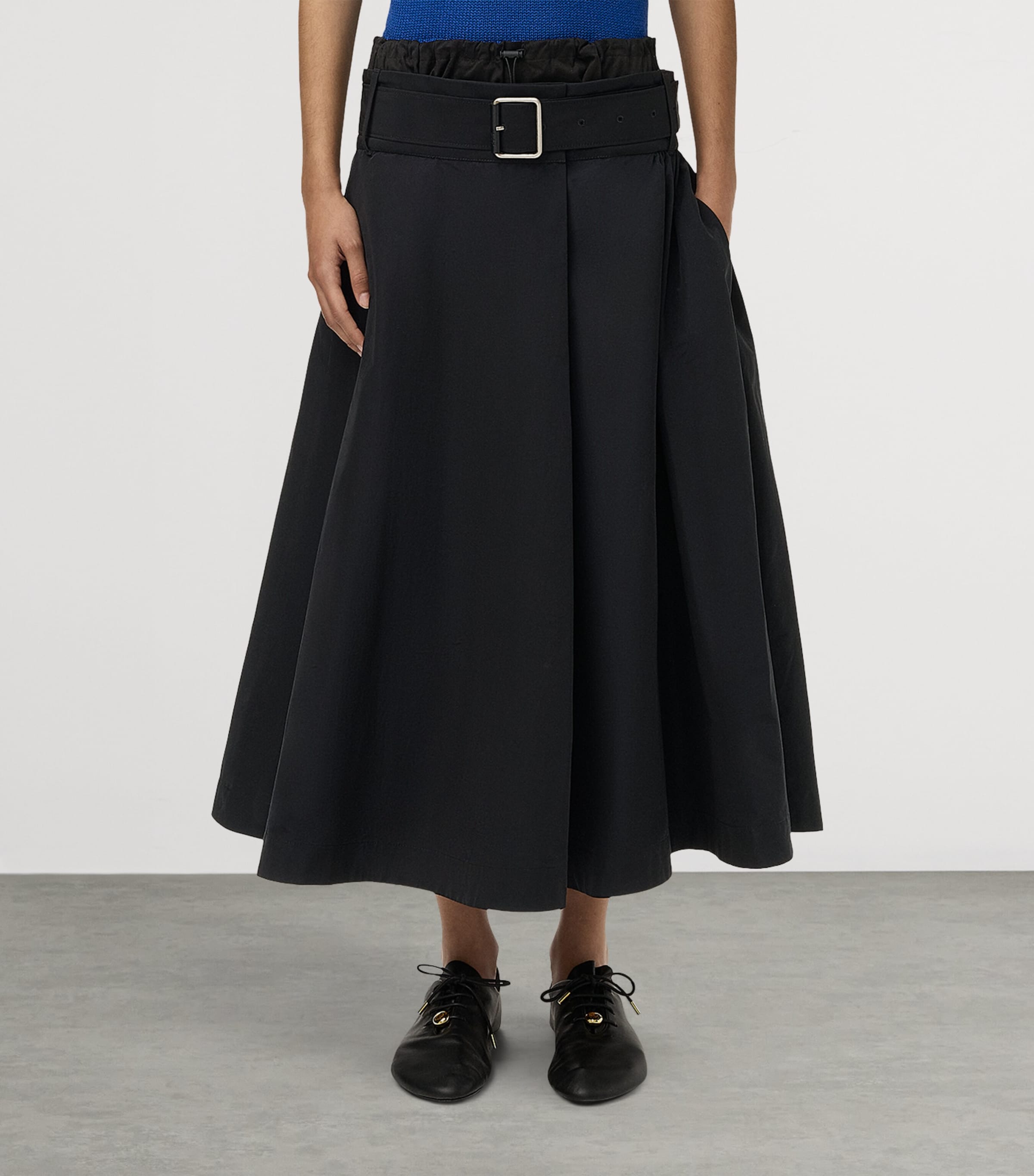 LOEWE Womens Layer-Effect Midi Skirt Black Image 3