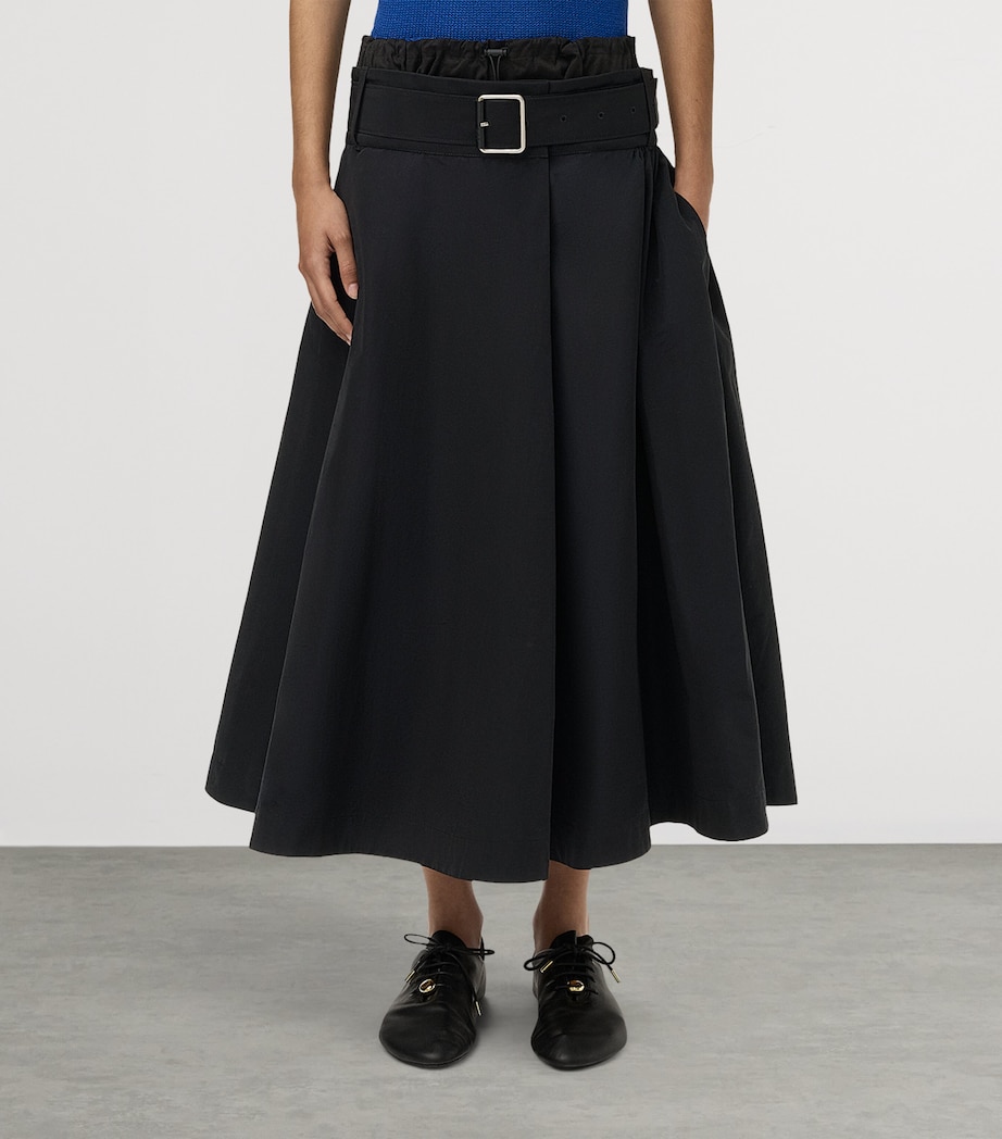 LOEWE Womens Layer-Effect Midi Skirt Black Image 3