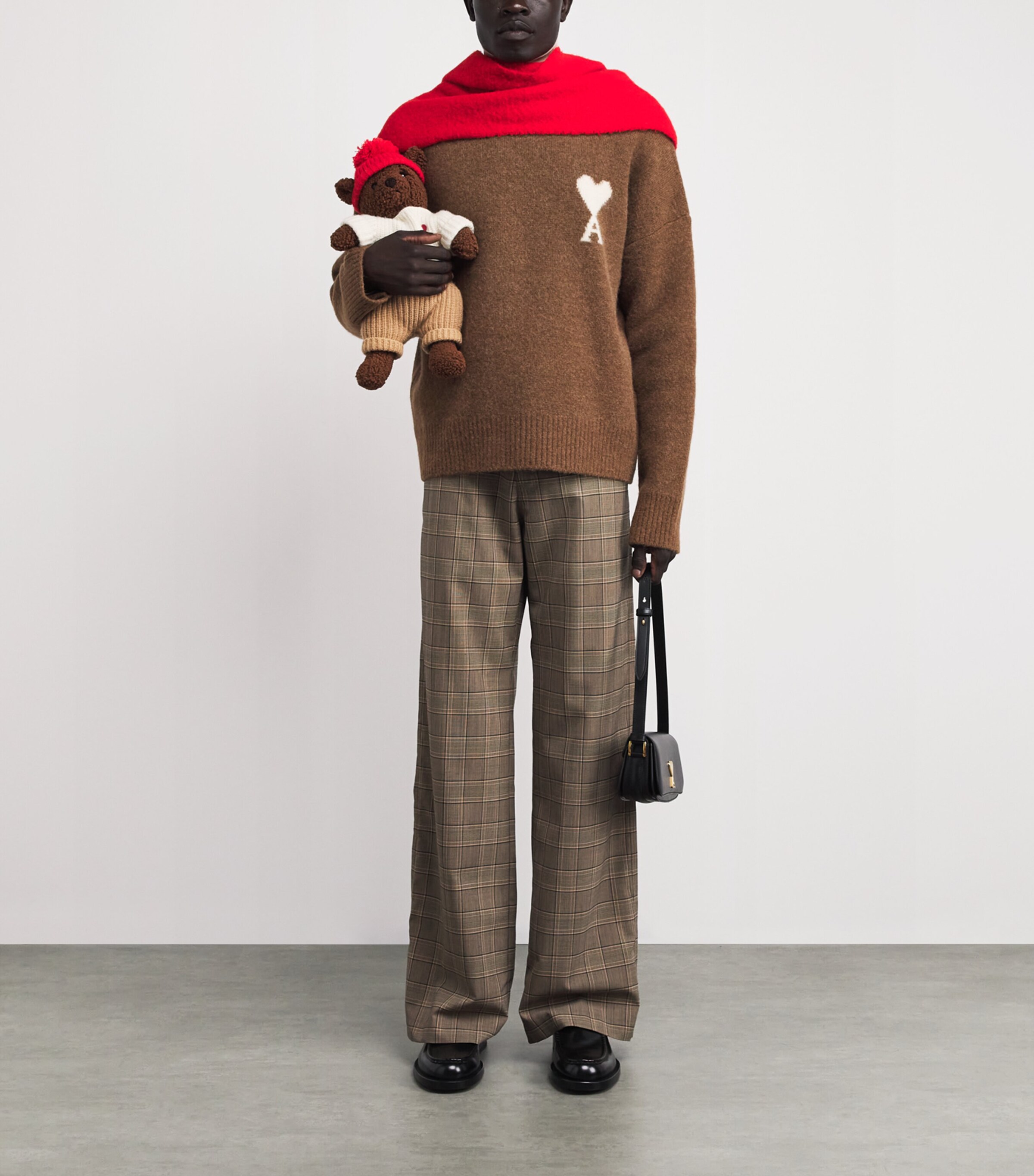 AMI Paris Red Alpaca-Blend Ami de Coeur Scarf | Harrods US