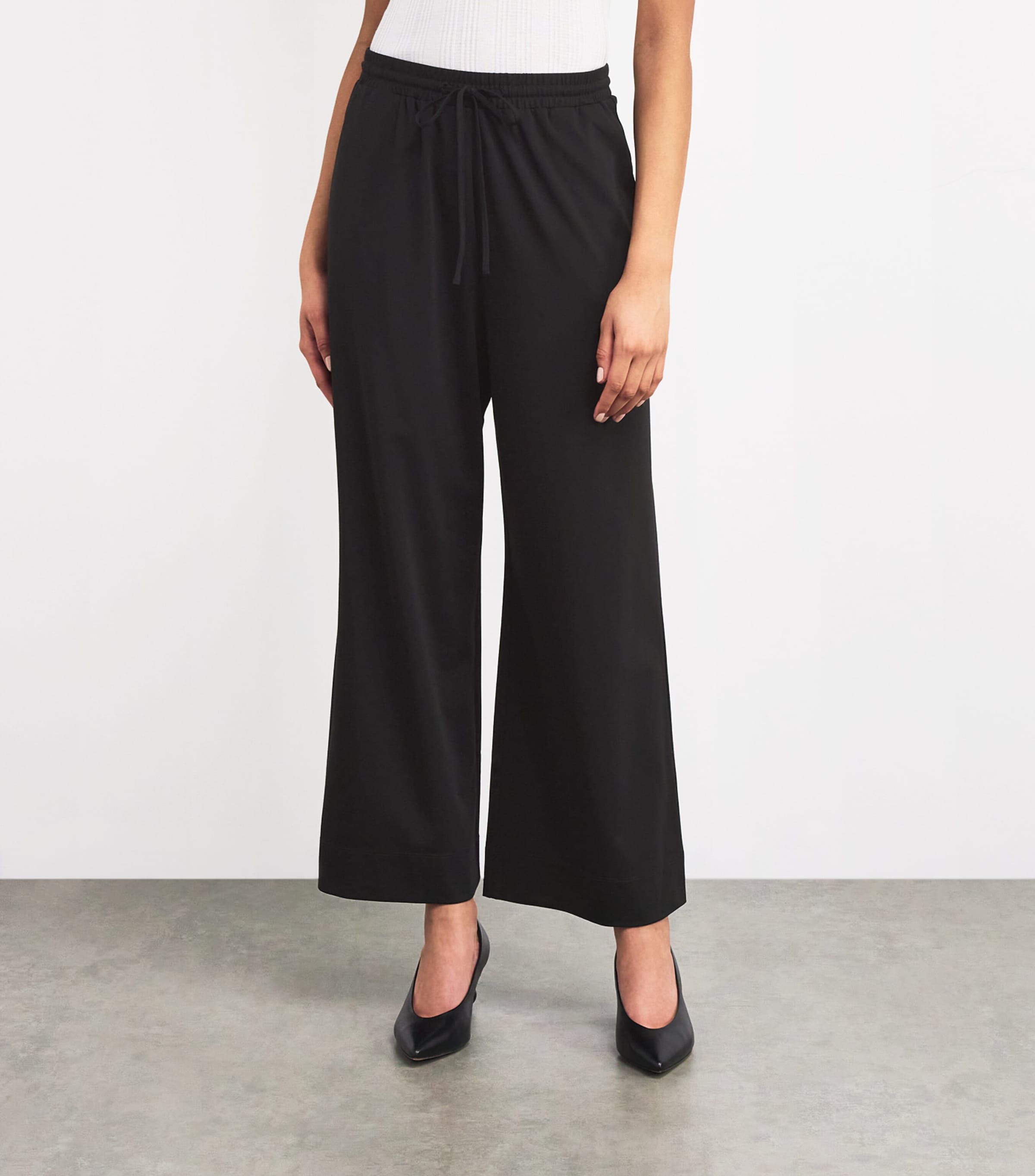 Drawstring Wide-Leg Trousers BLACK Image 3
