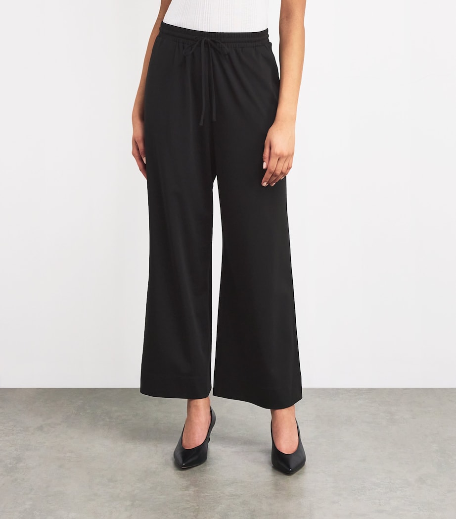 Drawstring Wide-Leg Trousers BLACK Image 3