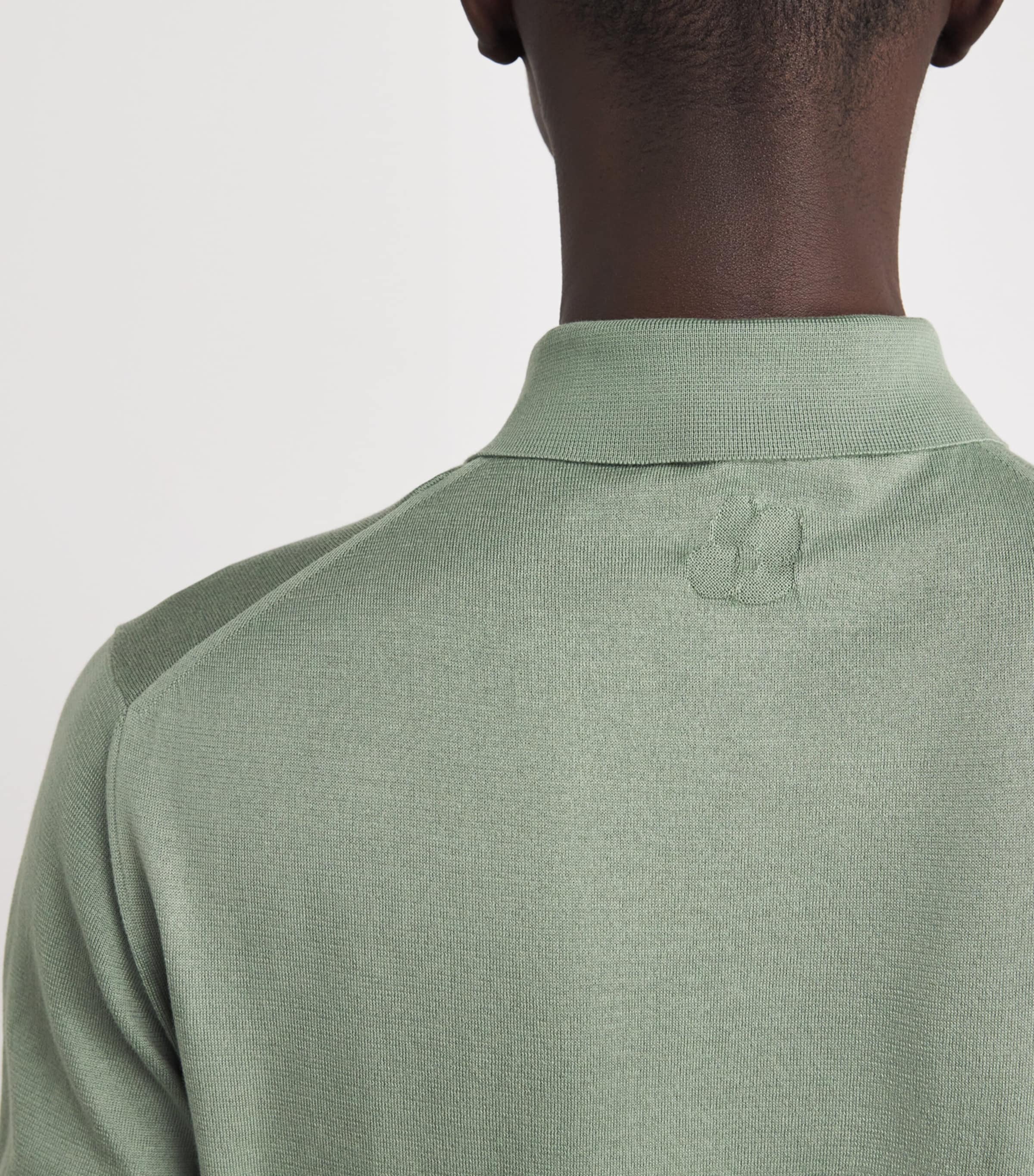 Cotton Knit Polo Shirt 510 SAGE GREEN Image 6