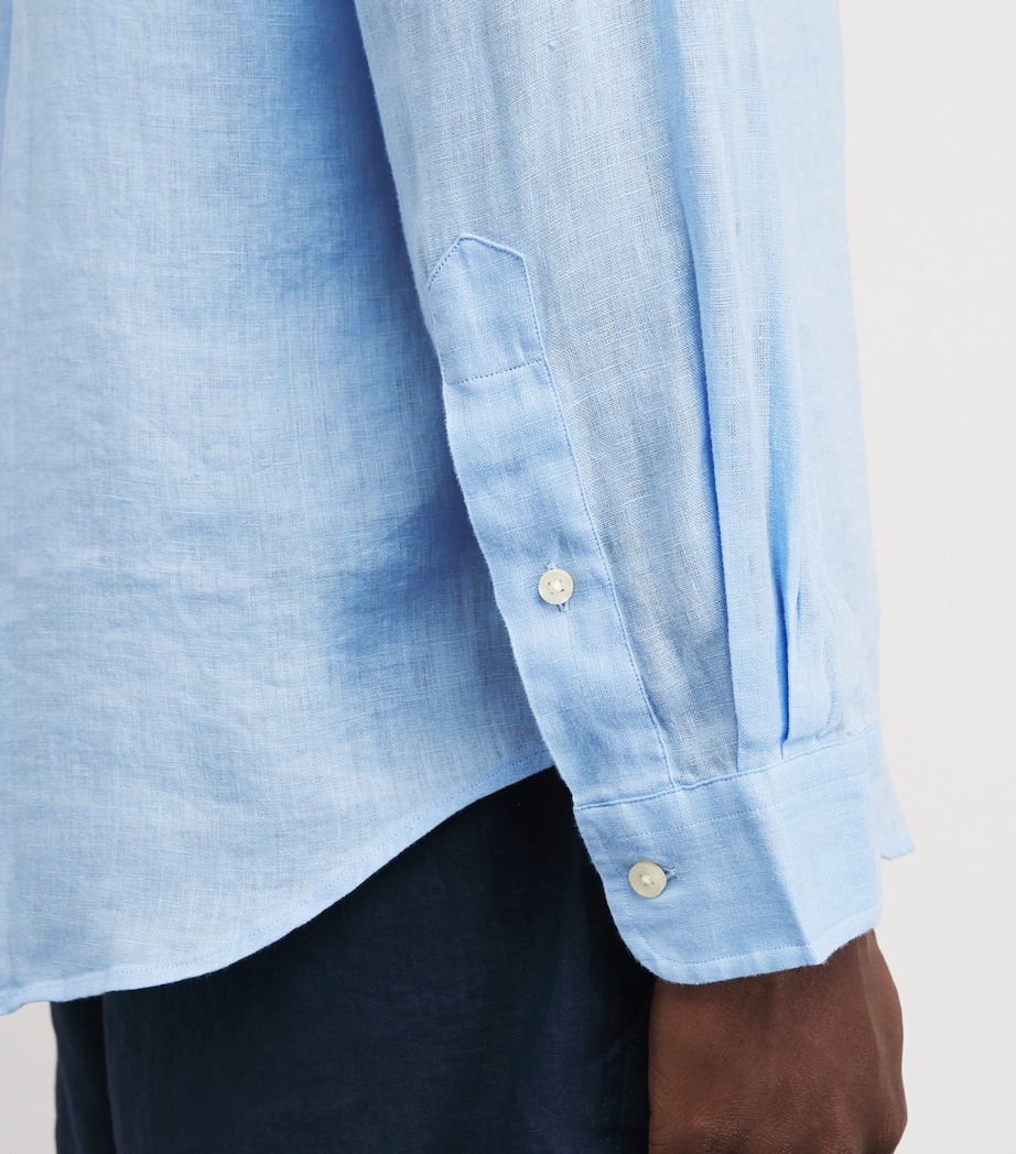 Polo Ralph Lauren Mens Linen Custom Fit Shirt Blue Image 6