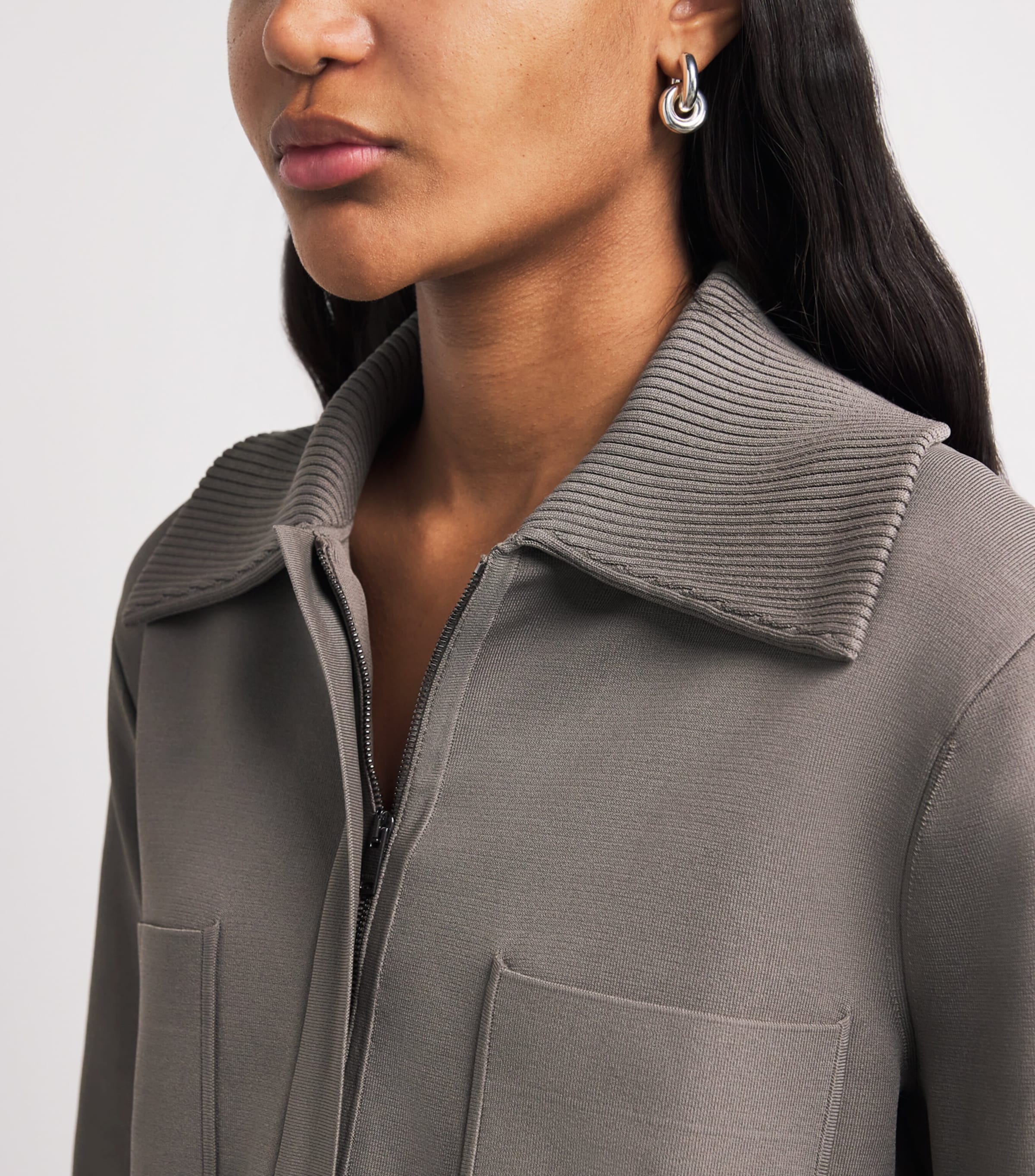 Milano-Knit Collared Jacket MUSHROOM Image 6