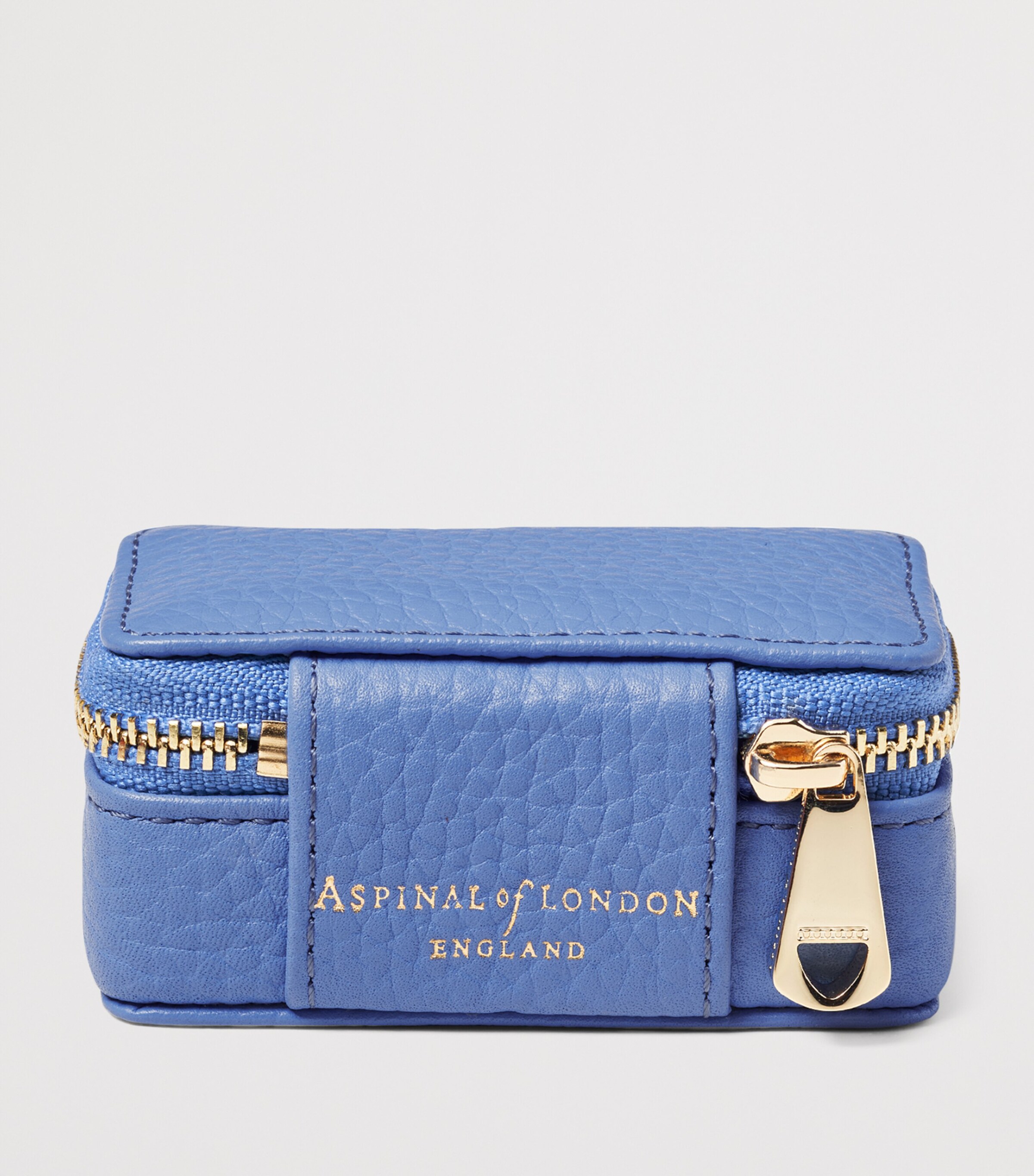 Aspinal Of London Small Leather Travel Jewellery Case Capri Blue Image 3