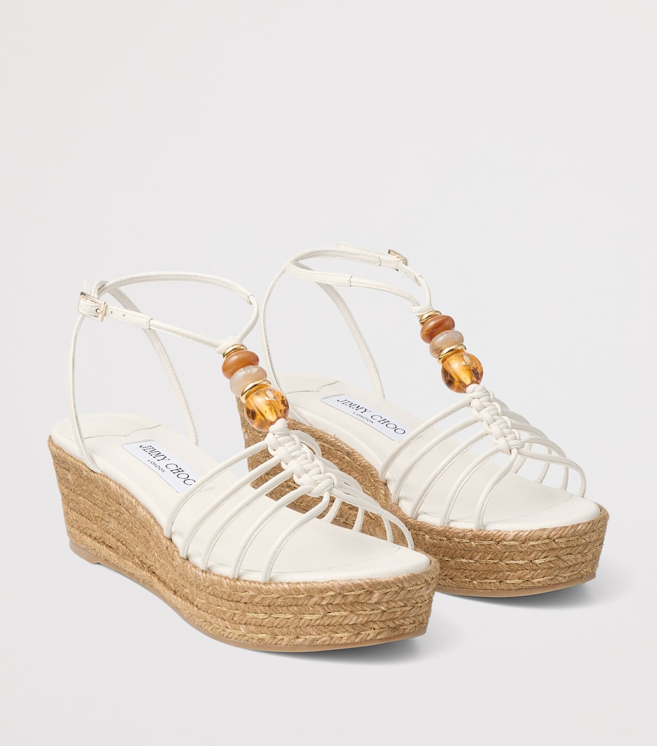 Jimmy Choo Lemi 50 Leather Wedge Sandals Latte Mix Image 2