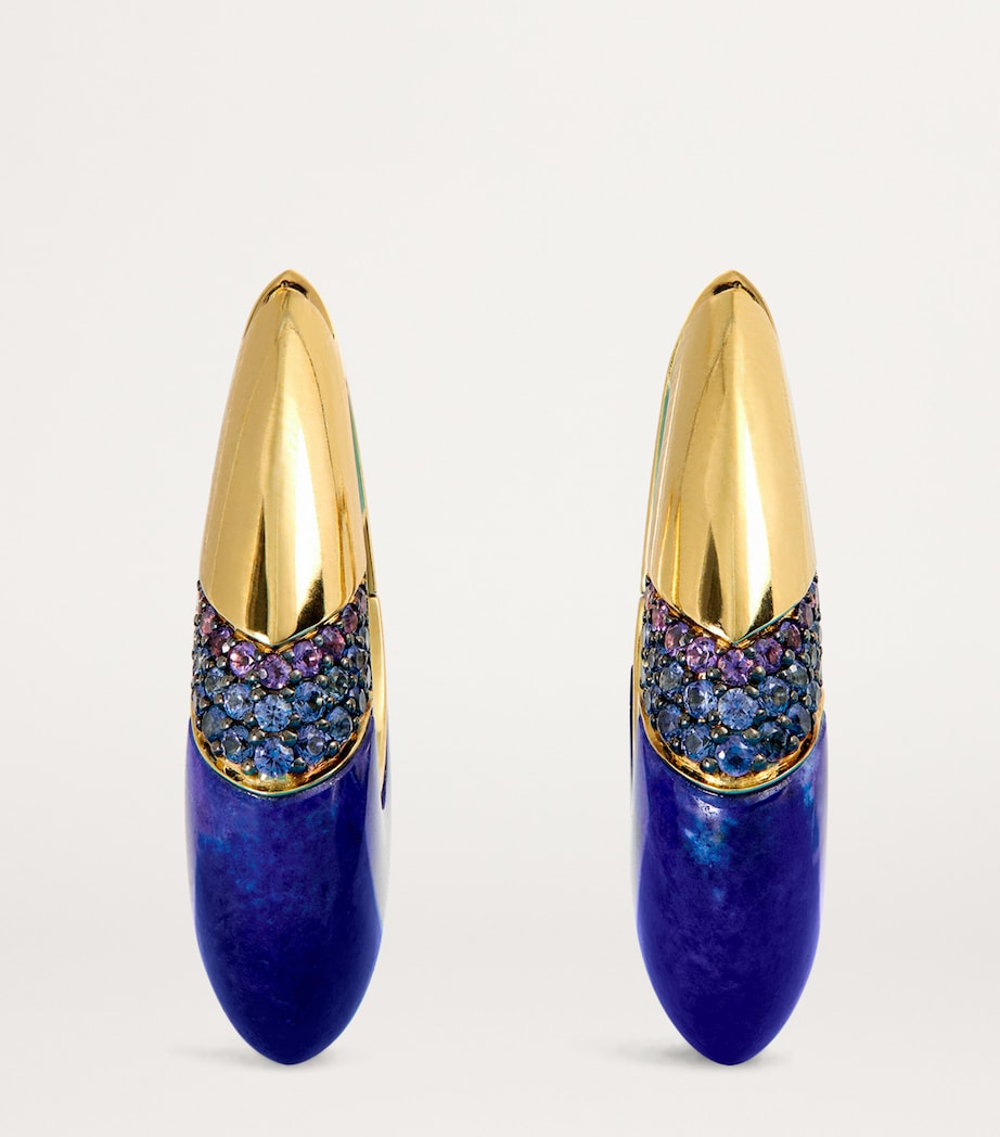 Yellow Gold, Lapis and Sapphire Bernadette Oval Earrings YELLOW GOLD Image 3