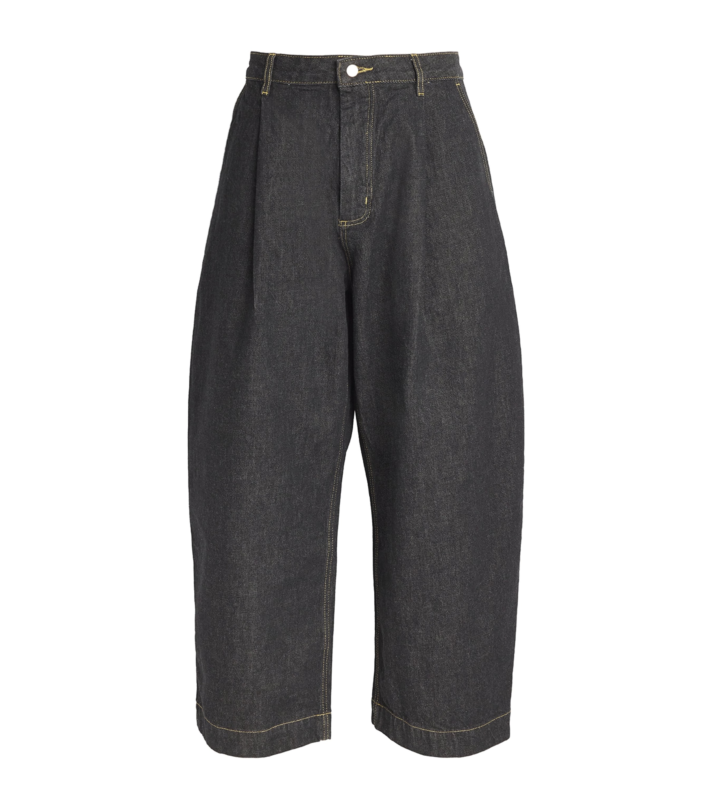 Studio Nicholson Mens Pleated Bridges Wide-Leg Jeans Black Image 1