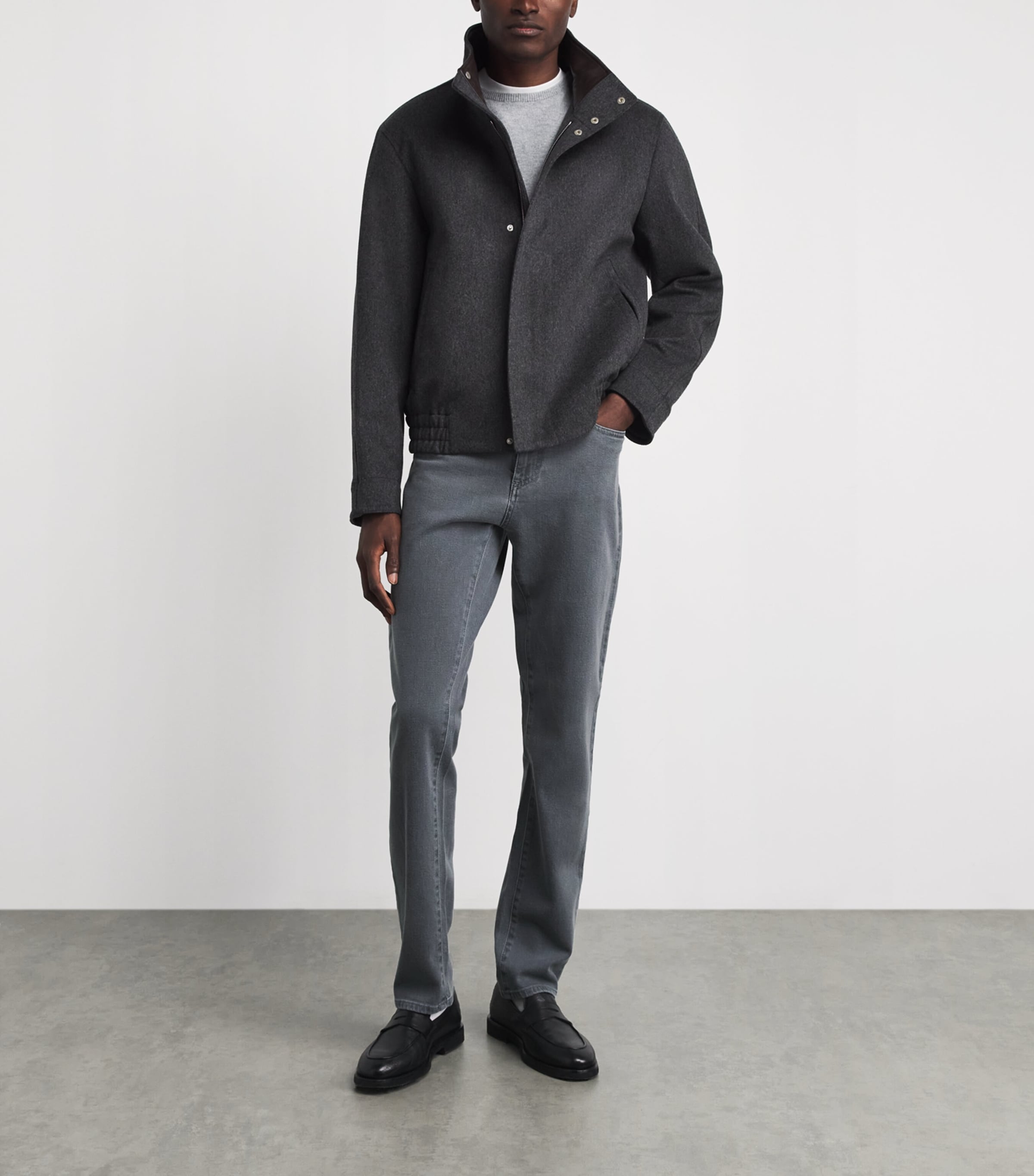 Canali Mens CAN JEAN STRT COTTON CASHMERE DENIM . Grey Image 2