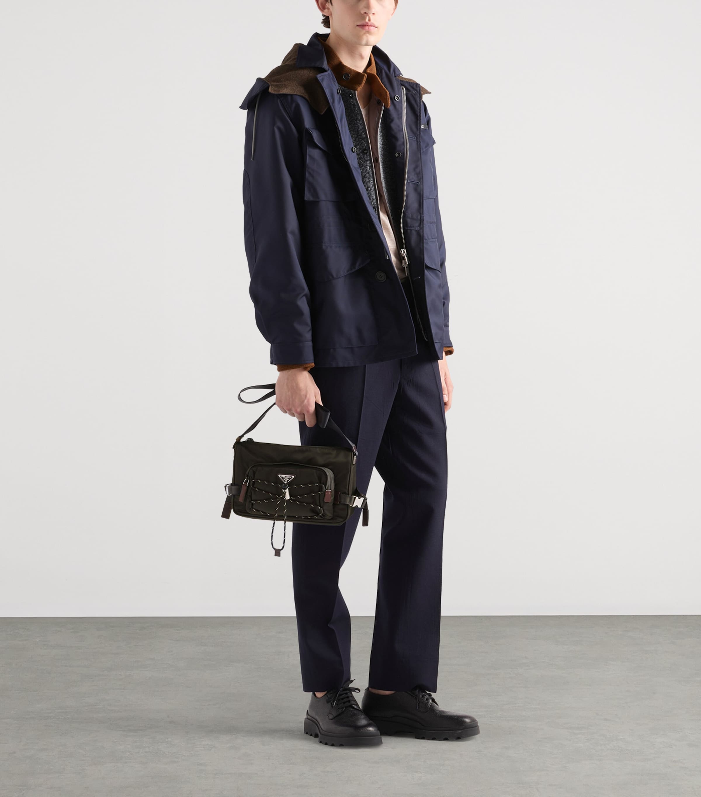 Re-Nylon and Leather Shoulder Bag F0334 Image 2