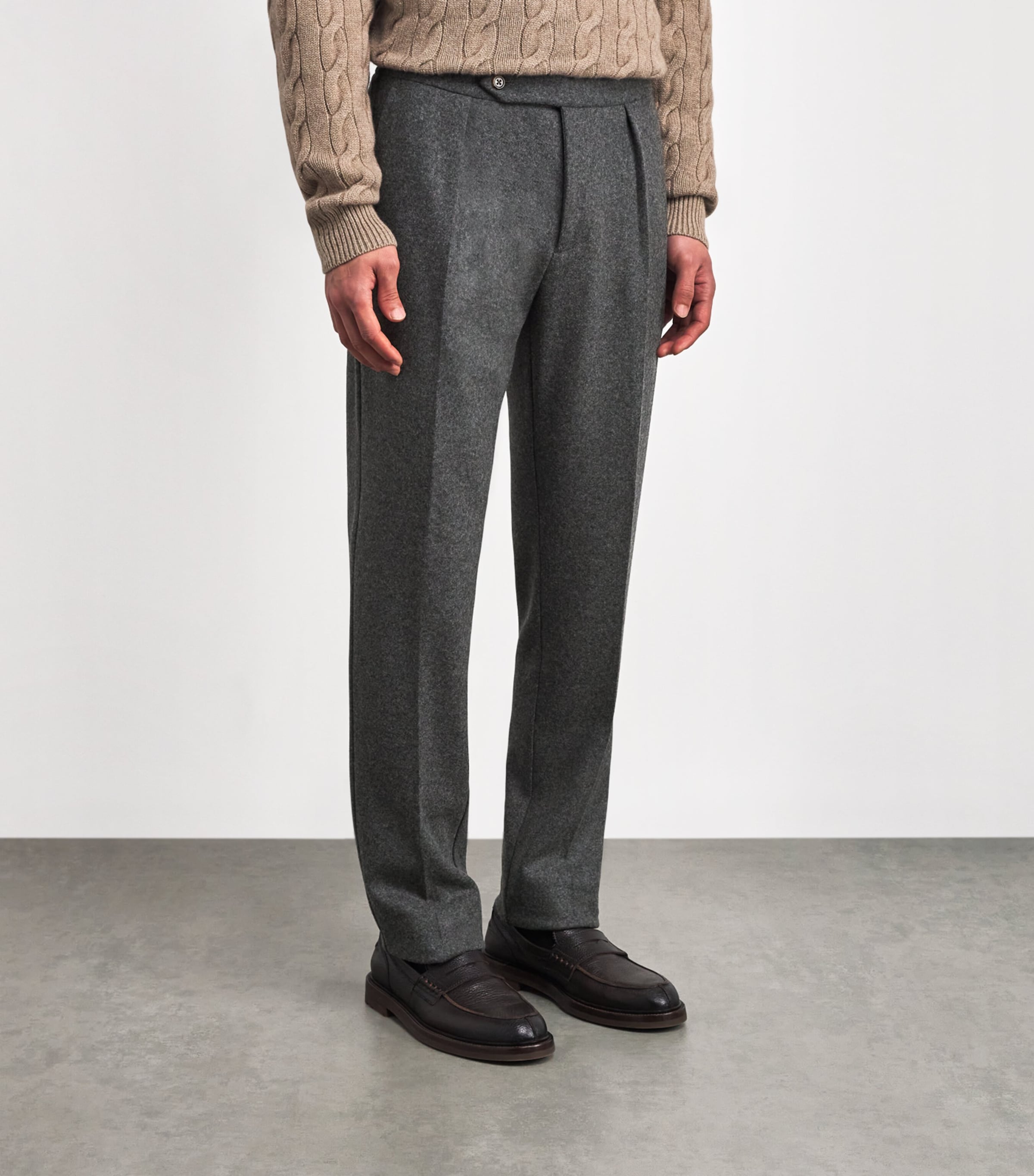 Wool-Blend Flannel Trousers MEDIUM GREY HEATHER Image 3