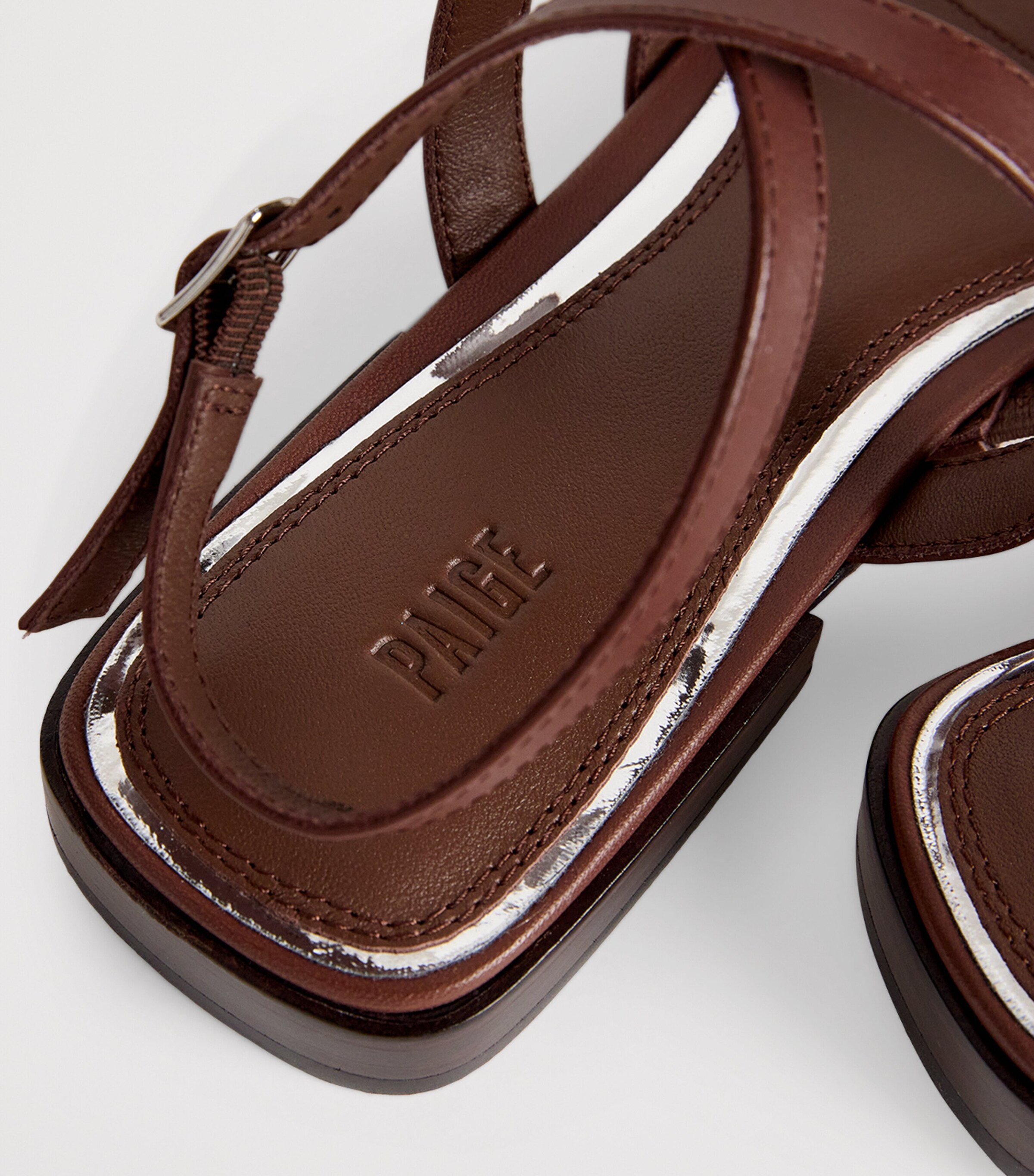 PAIGE Leather Reese Sandals Mahogany Image 7