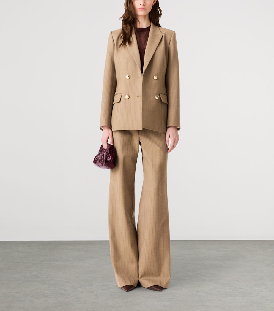 Maje Womens Wool-Blend Striped Blazer Beige Image 2