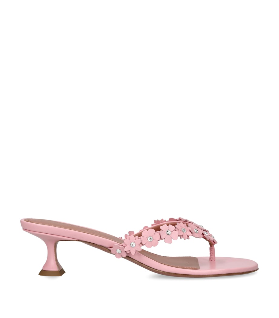 Amina Muaddi Leather Janis Heeled Sandals 45 Pink Image 1