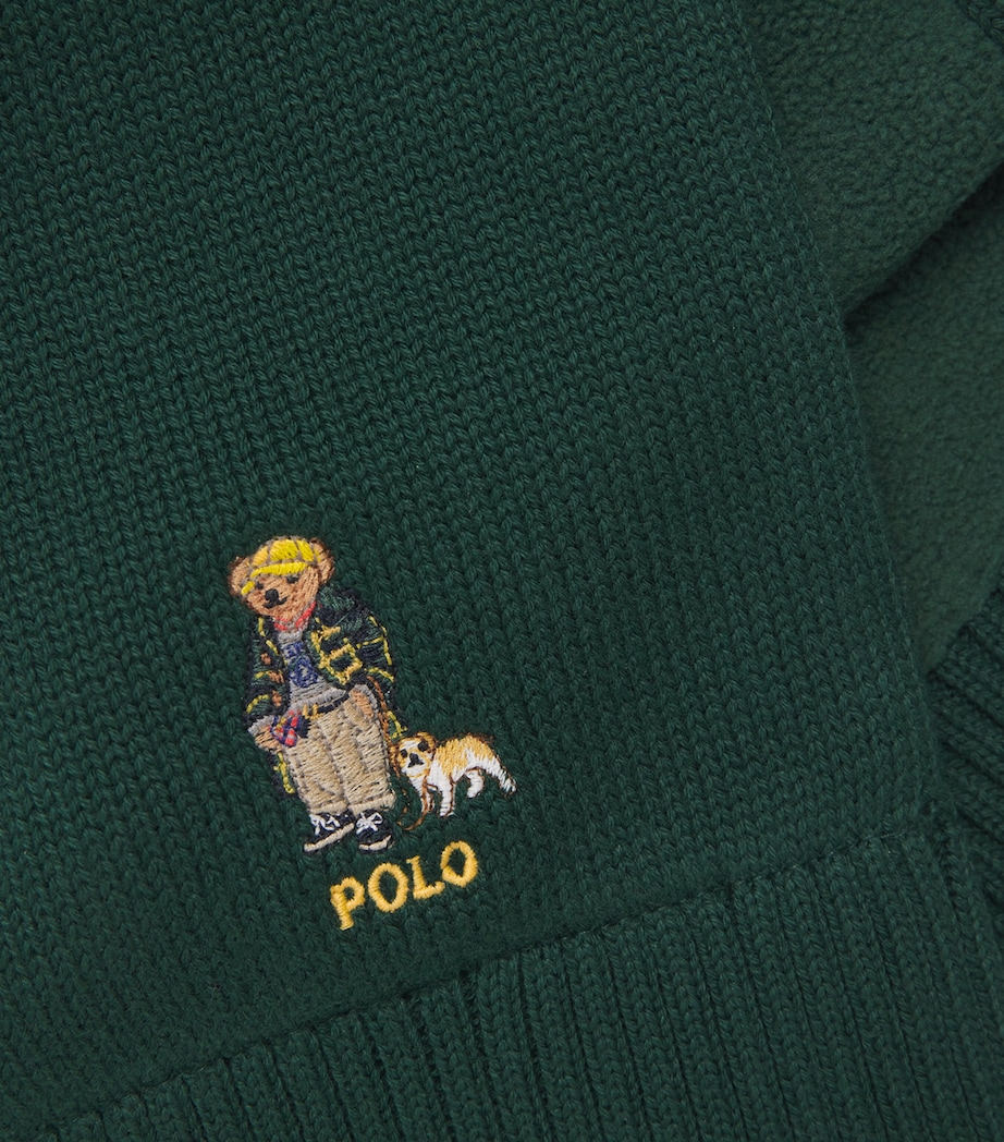 Cotton Polo Bear Scarf GREEN Image 2