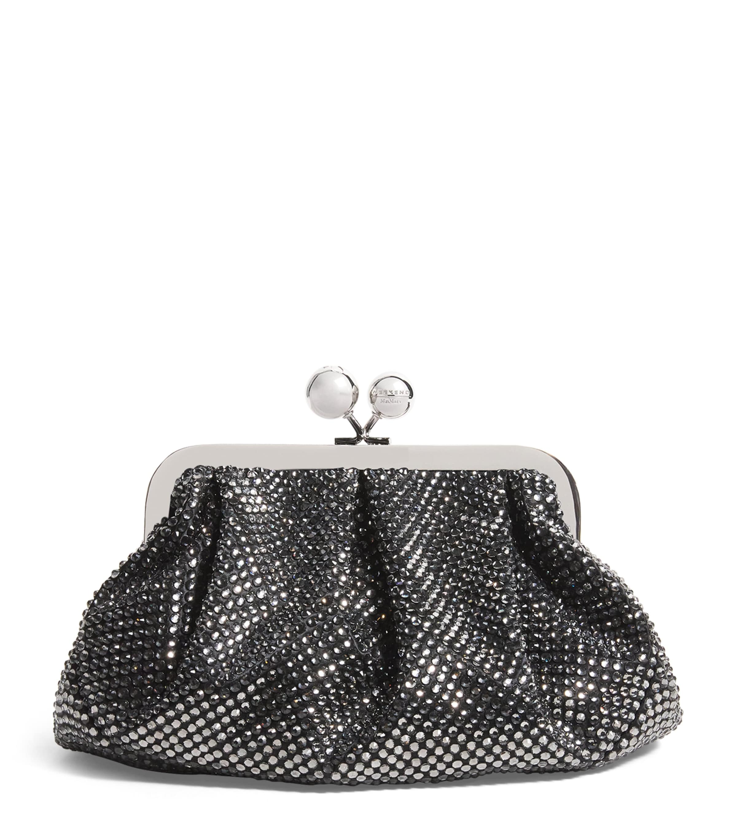 Weekend Max Mara Medium Embellished Pasticcino Clutch Bag In Black