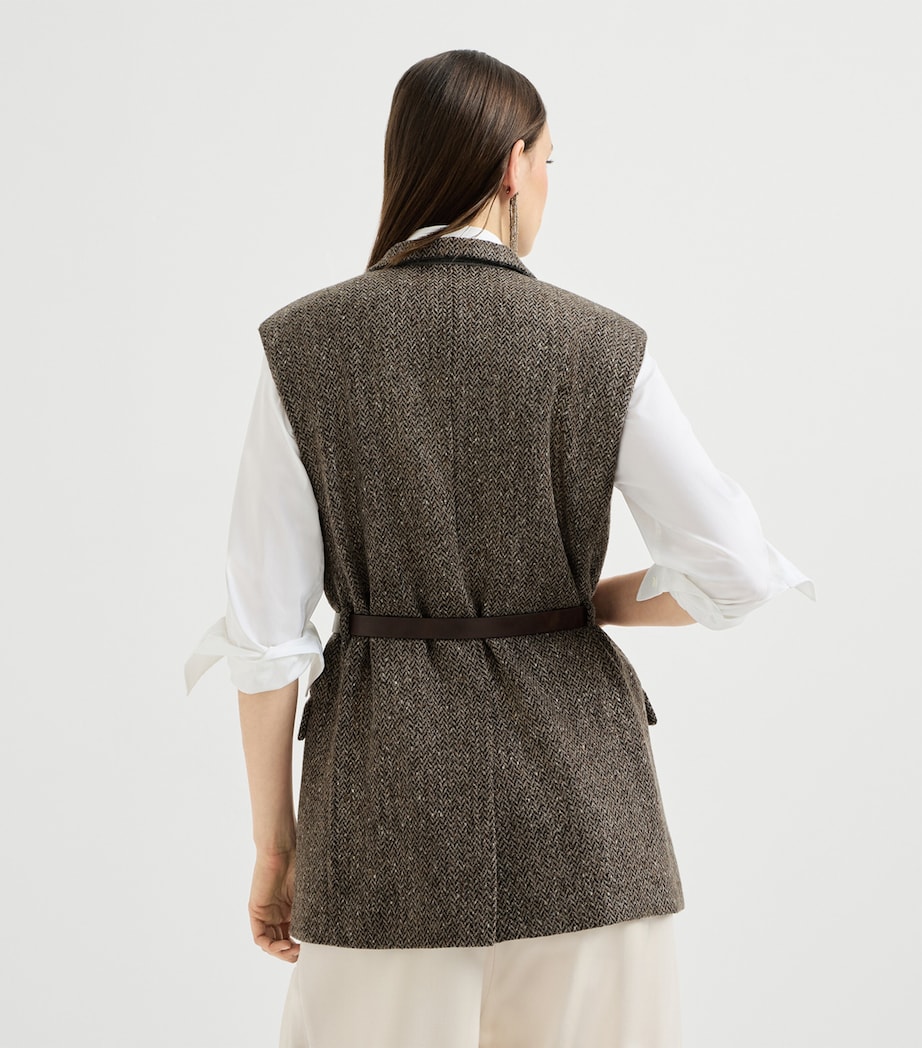 Brunello Cucinelli Womens Wool-Blend Sleeveless Blazer Image 3