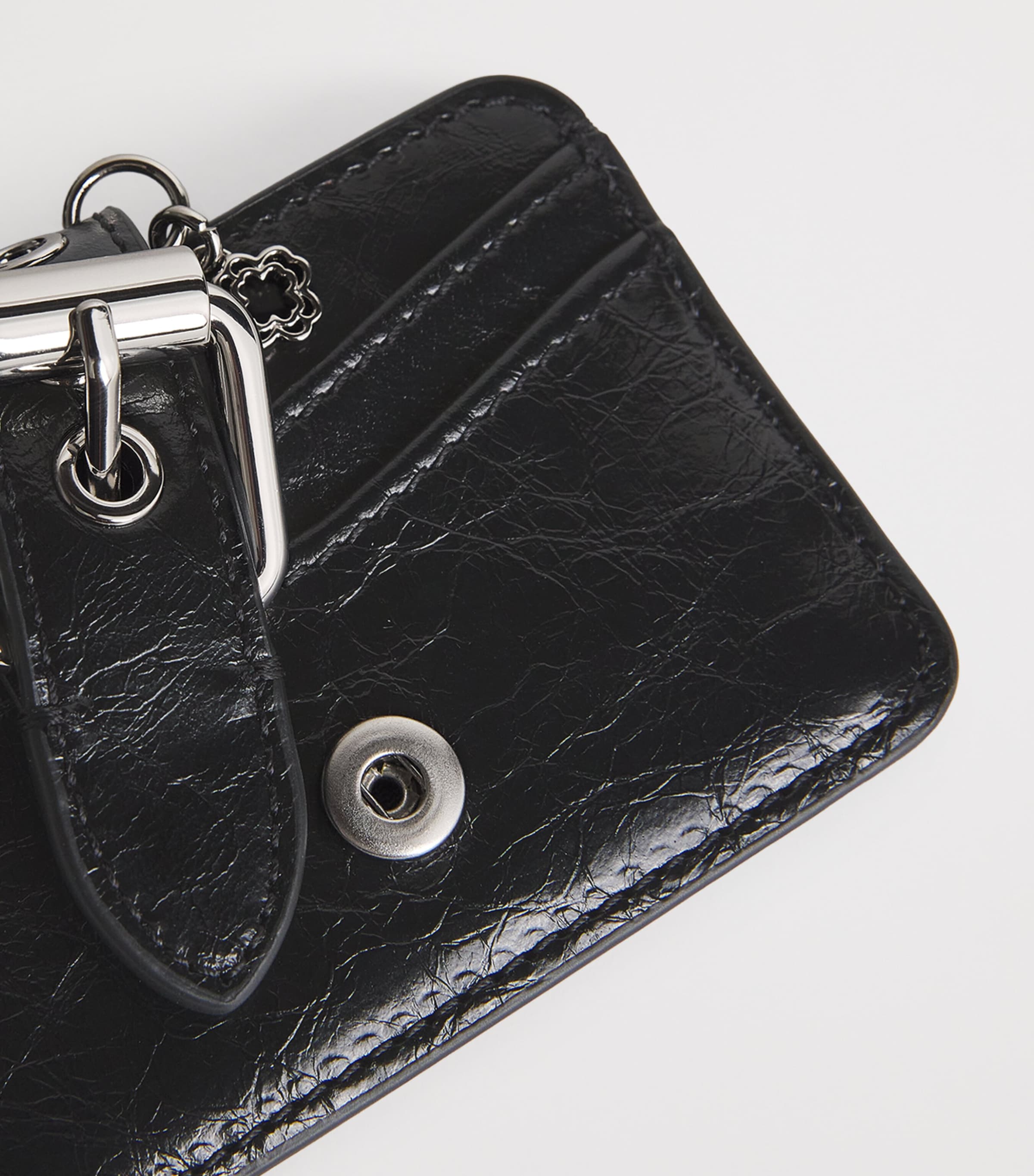 Cracked Leather Miss M Card Holder BLACK Image 3