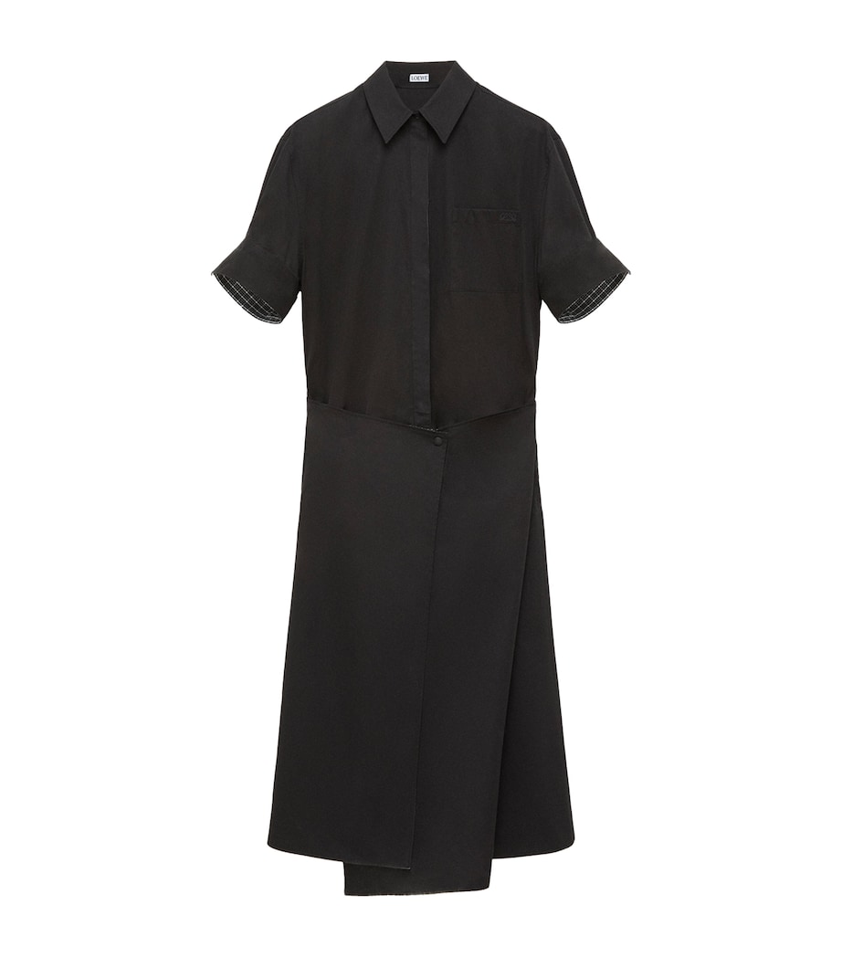 LOEWE Womens Cotton-Silk Midi Shirt Dress Black Image 1