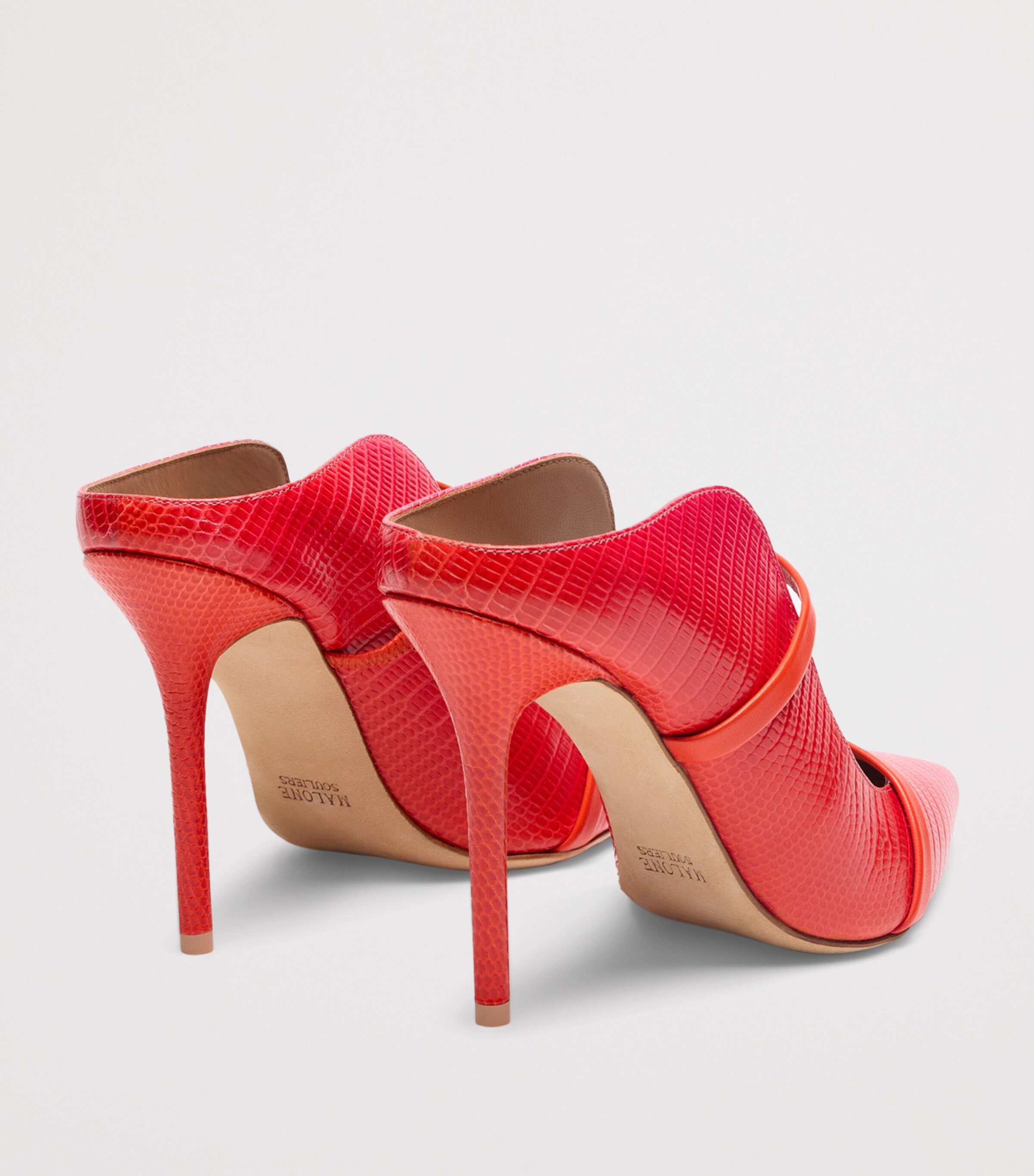 Malone Souliers Embossed Leather Maureen Heeled Sandals 100 Marigold Image 4