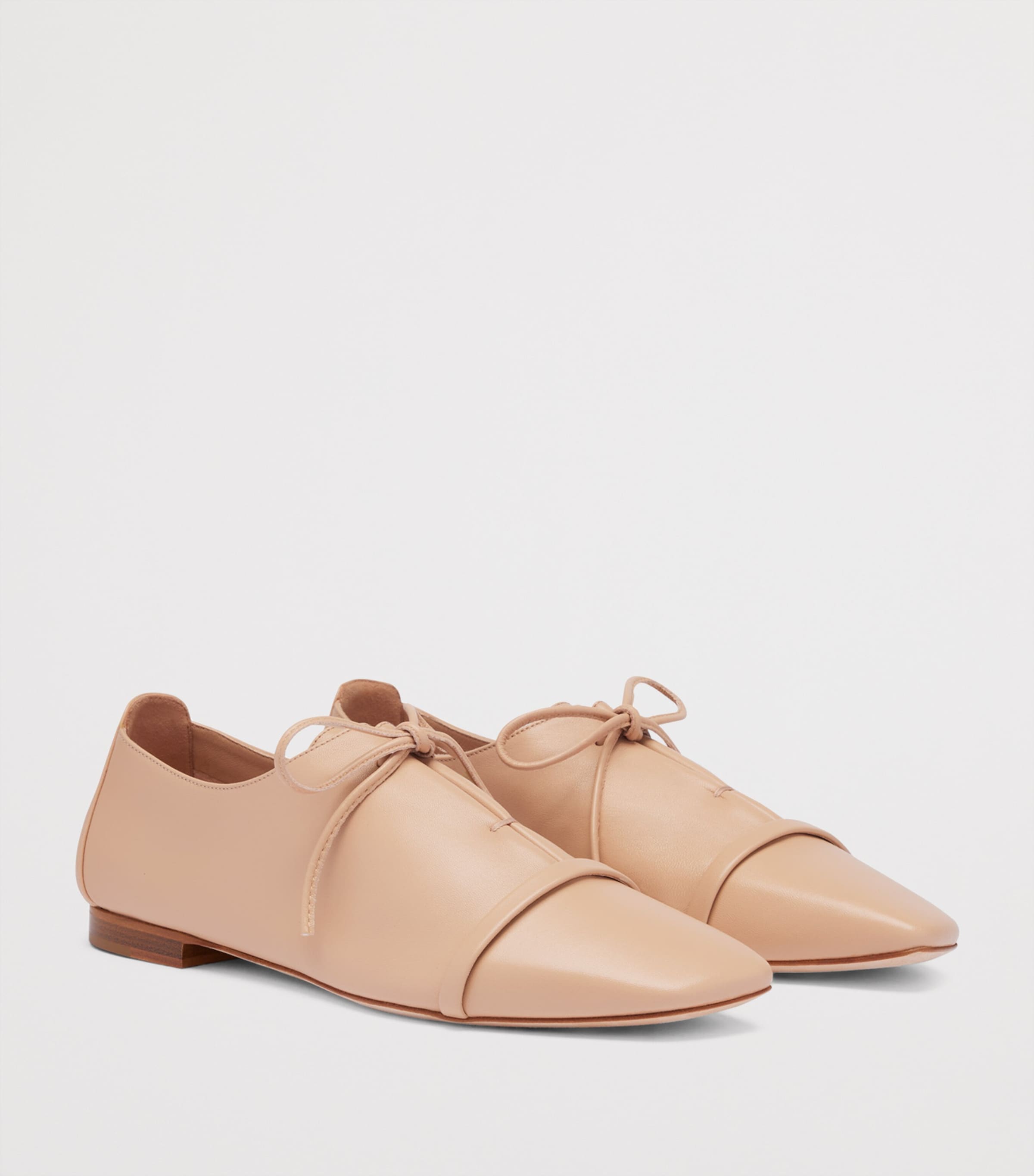 Nappa Leather Lace-Up Jean Flats BUFF Image 2