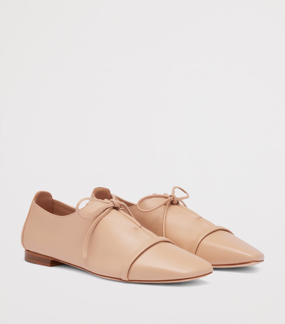 Nappa Leather Lace-Up Jean Flats BUFF Image 2