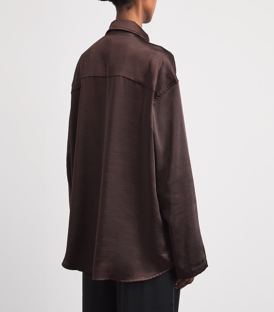 Skims Womens Satin Oversized Shirt Espresso Image 5