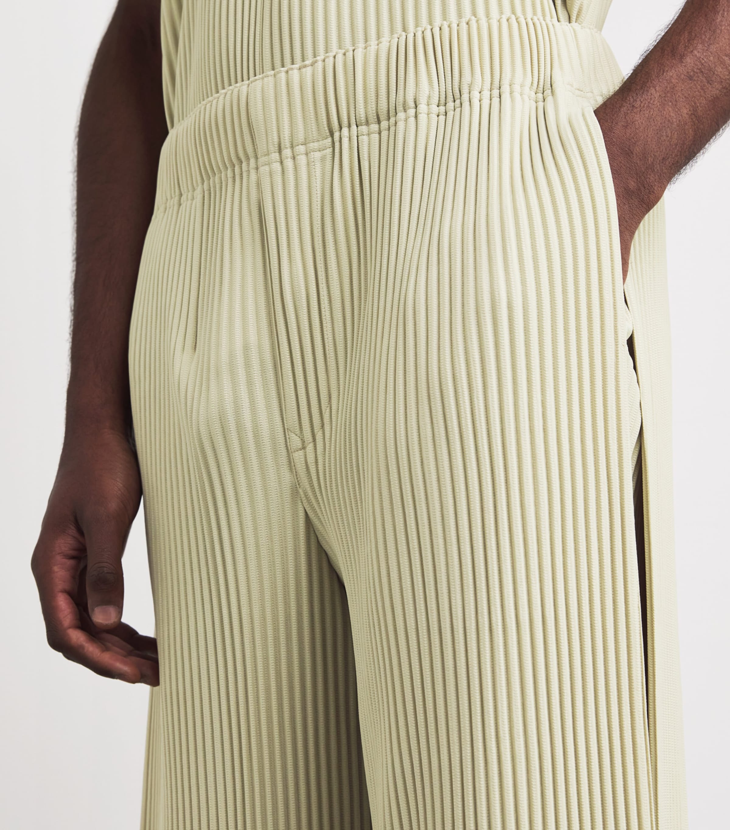 Homme Plissé Issey Miyake Green Pleated Wide-Leg Trousers | Harrods UK