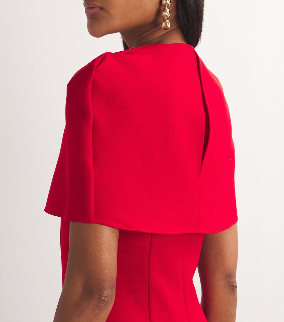 Roland Mouret Womens Stretch-Crepe Cape Midi Dress Red Image 4
