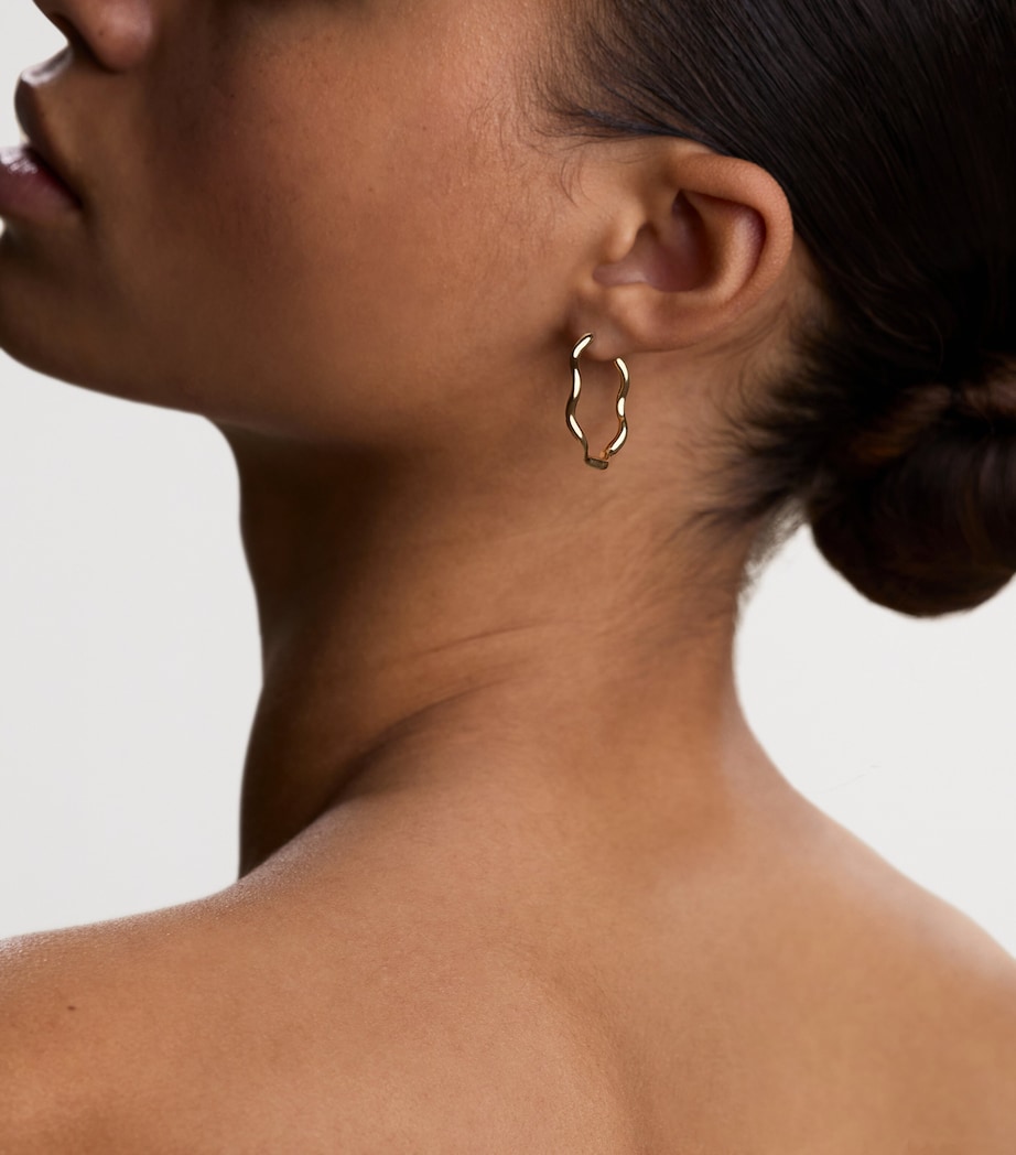 Astrid & Miyu Gold-Plated Sterling Silver Ripple Hoop Earrings Gold Image 2