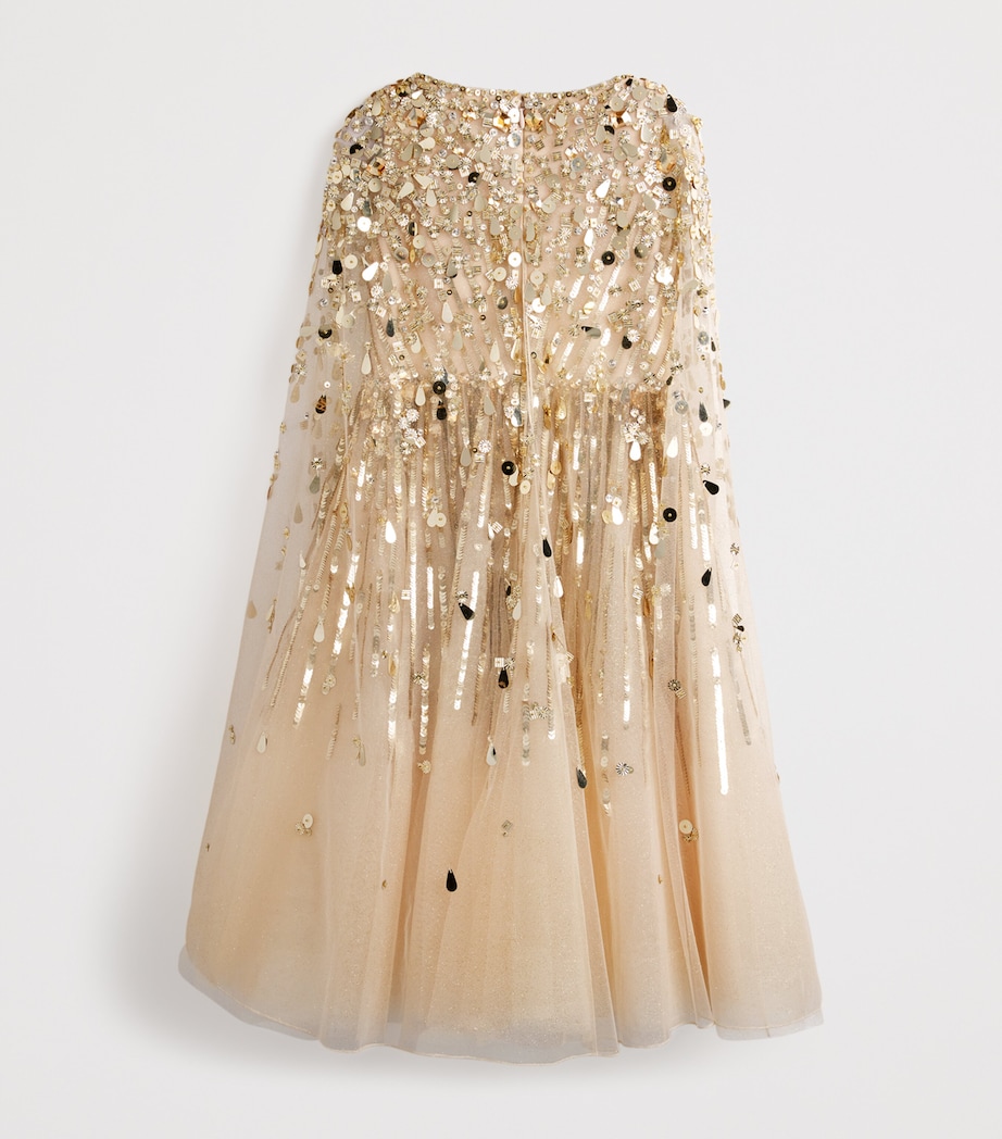 Tulle Embellished Goldy Cape Dress (6-12 Years) 820 ILLUSION Image 2