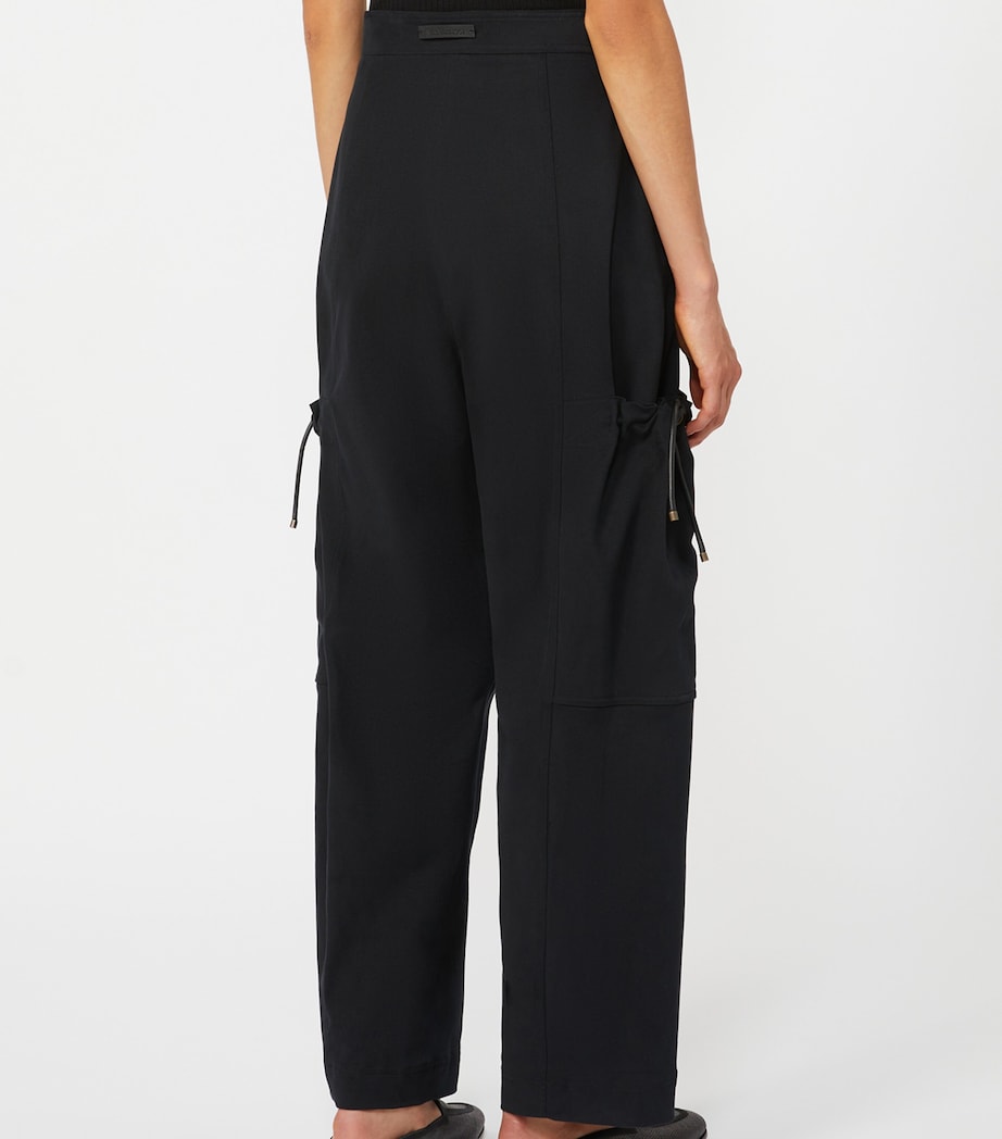 Max Mara Womens Stretch-Cotton Cargo Trousers Black Image 4