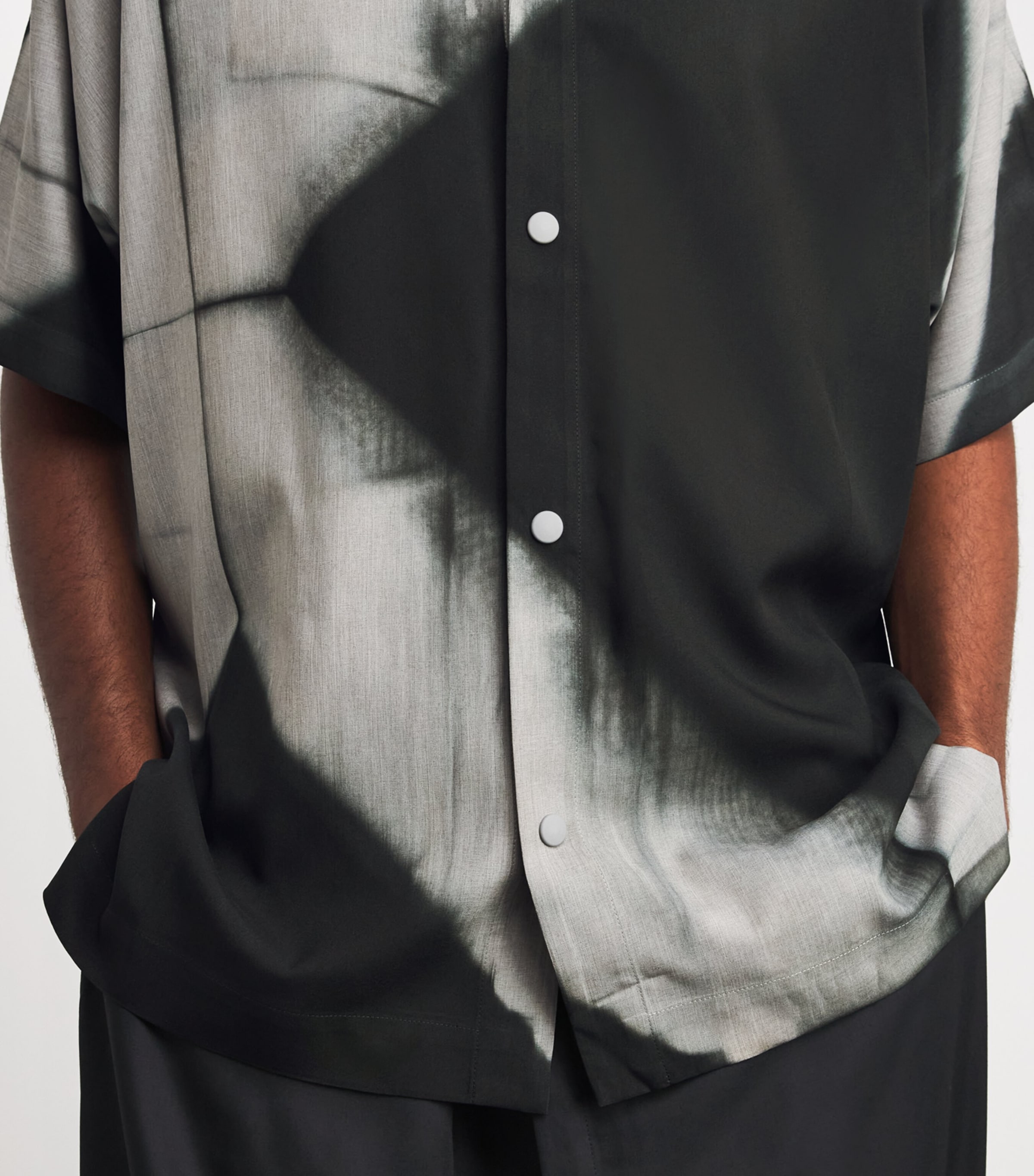 IM MEN Mens Itajime Print Shirt Black Image 3